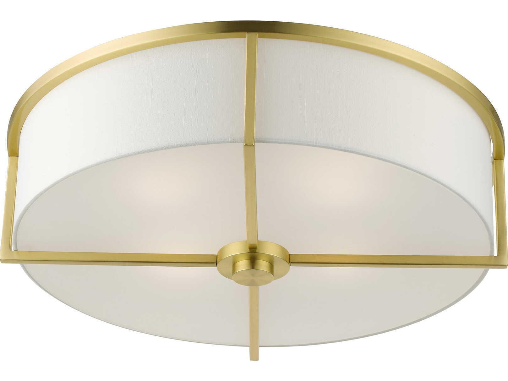 Livex Lighting Wesley 4-Light Satin Brass Drum Semi Flush Mount