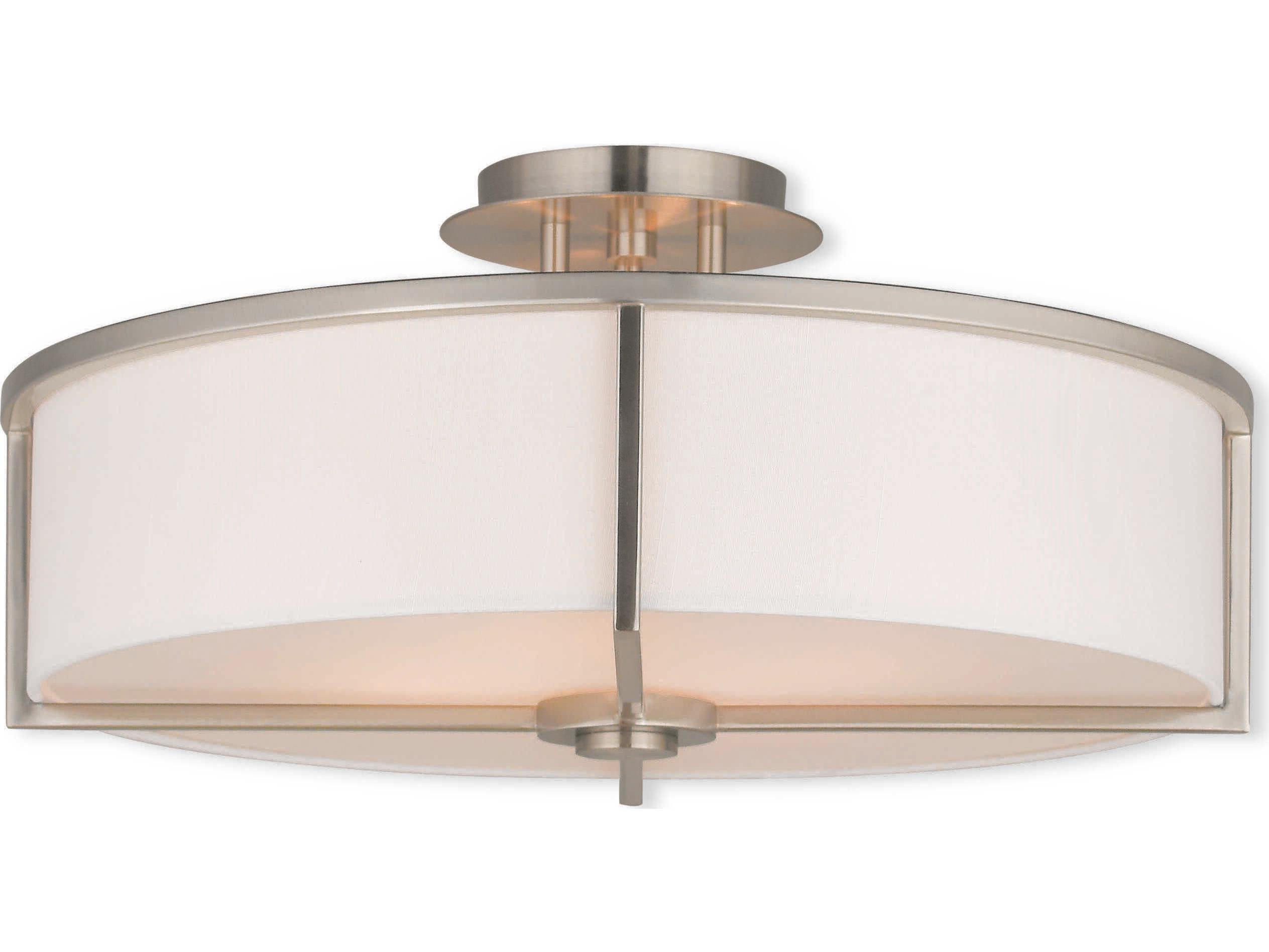 Livex Lighting Wesley 4-Light Brushed Nickel Drum Semi Flush Mount
