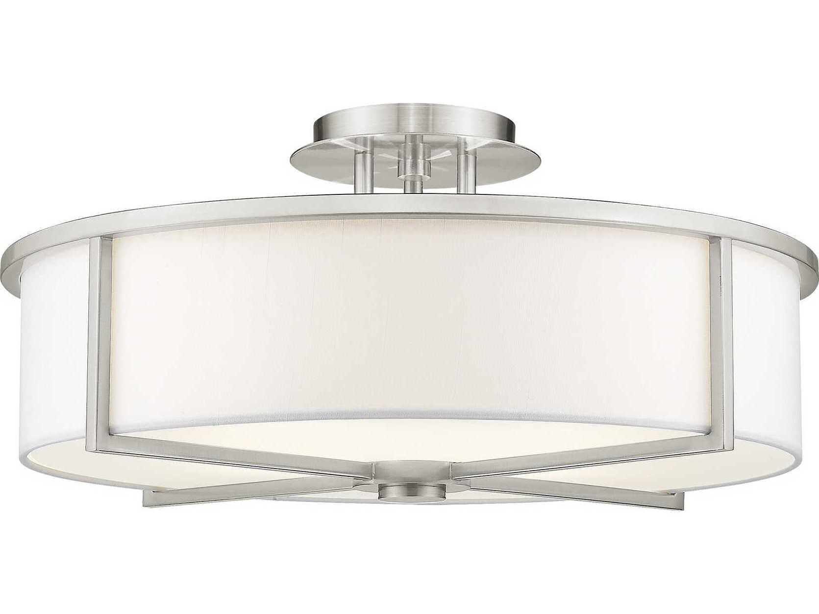 Livex Lighting Wesley 4-Light Brushed Nickel Drum Semi Flush Mount