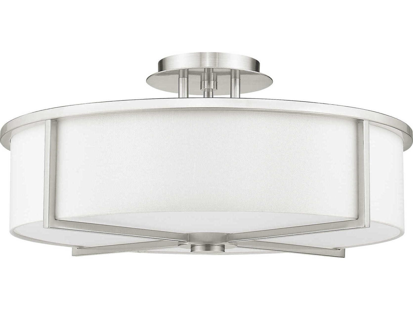 Livex Lighting Wesley 4-Light Brushed Nickel Drum Semi Flush Mount