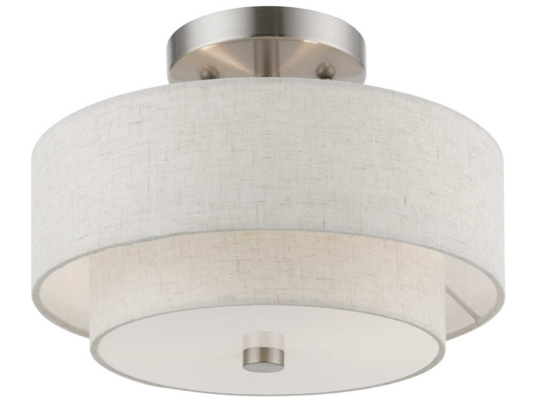 Livex Lighting Meridian 2-Light Brushed Nickel Drum Semi Flush Mount