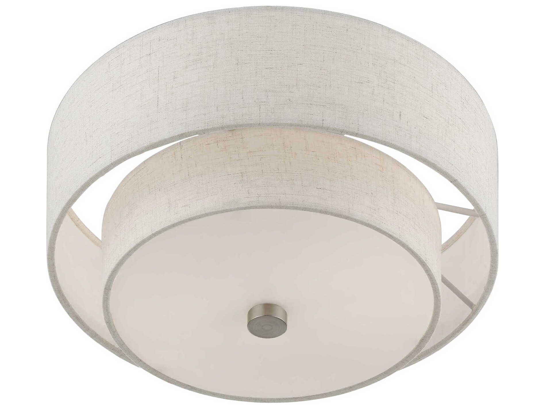 Livex Lighting Meridian 2-Light Brushed Nickel Drum Semi Flush Mount