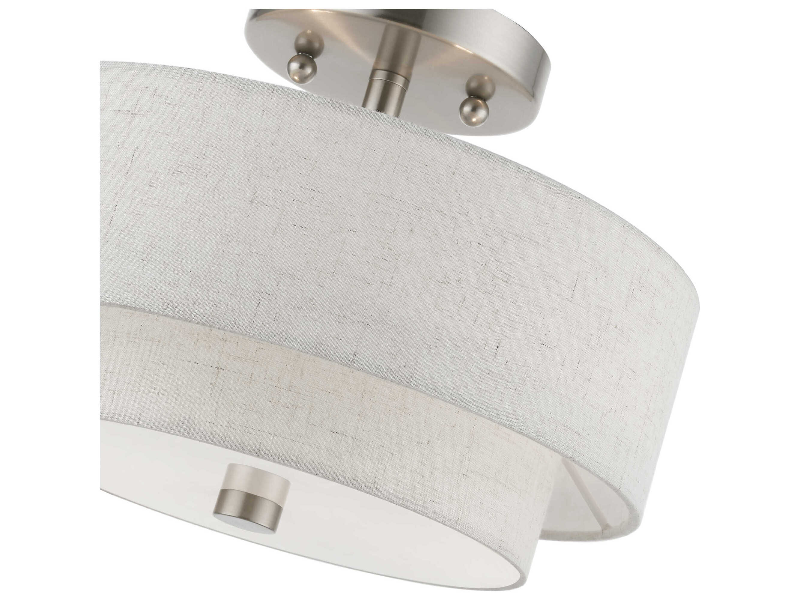 Livex Lighting Meridian 2-Light Brushed Nickel Drum Semi Flush Mount
