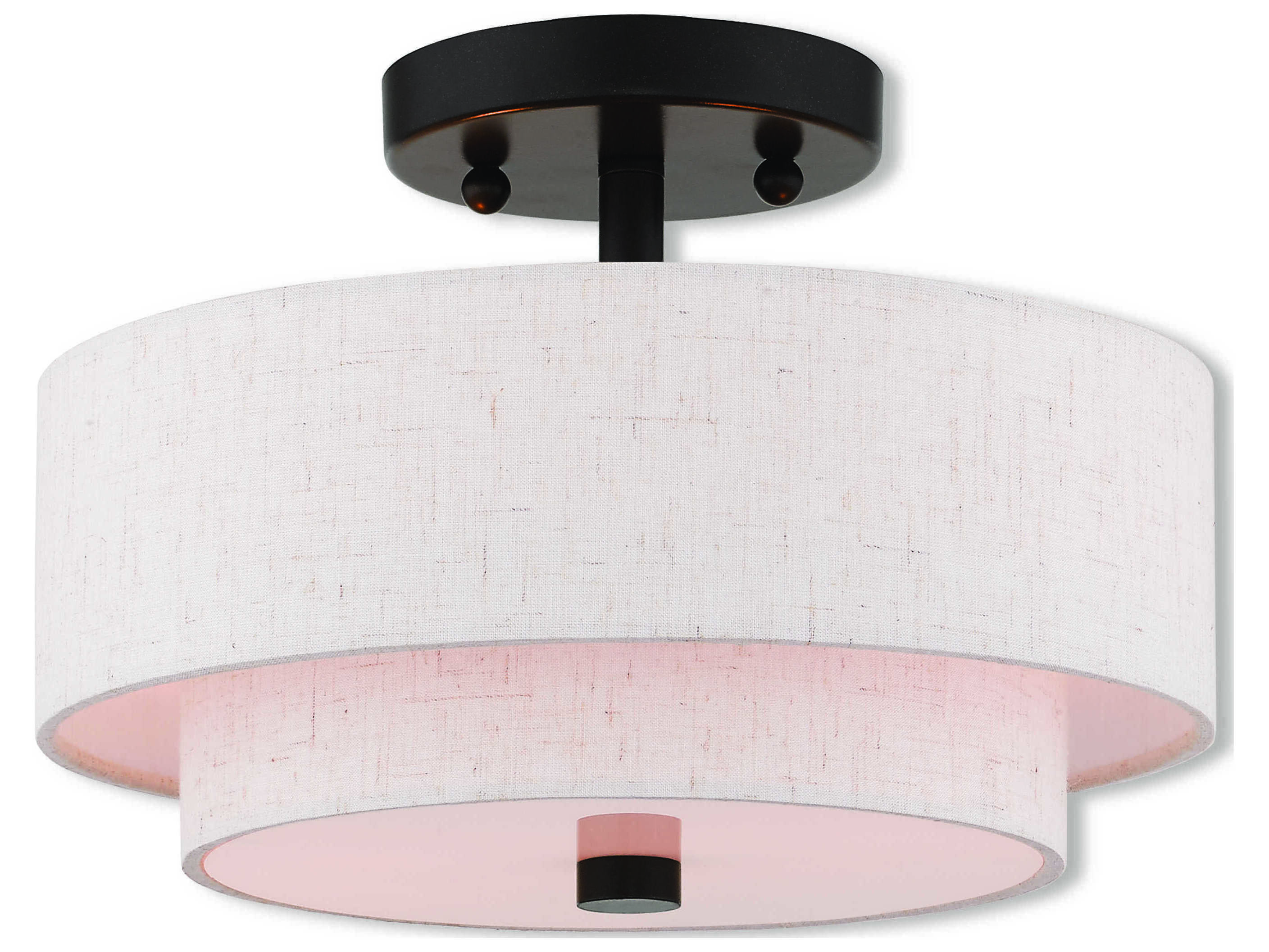 Livex Lighting Claremont 2-Light English Bronze Drum Semi Flush Mount