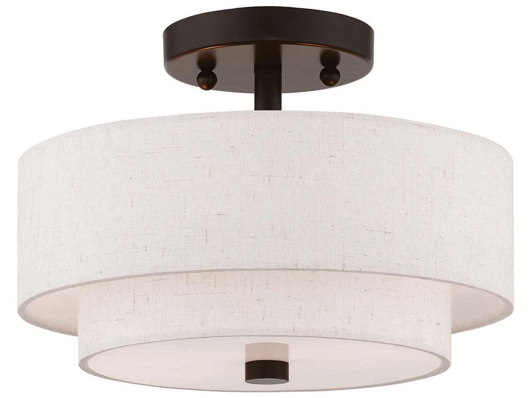 Livex Lighting Claremont 2-Light English Bronze Drum Semi Flush Mount