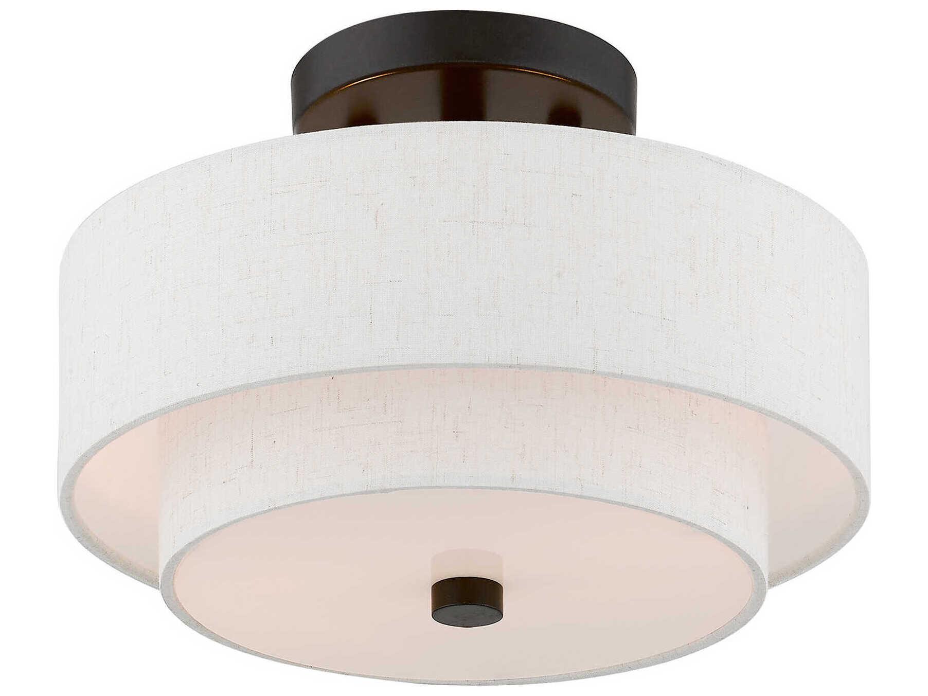 Livex Lighting Claremont 2-Light English Bronze Drum Semi Flush Mount