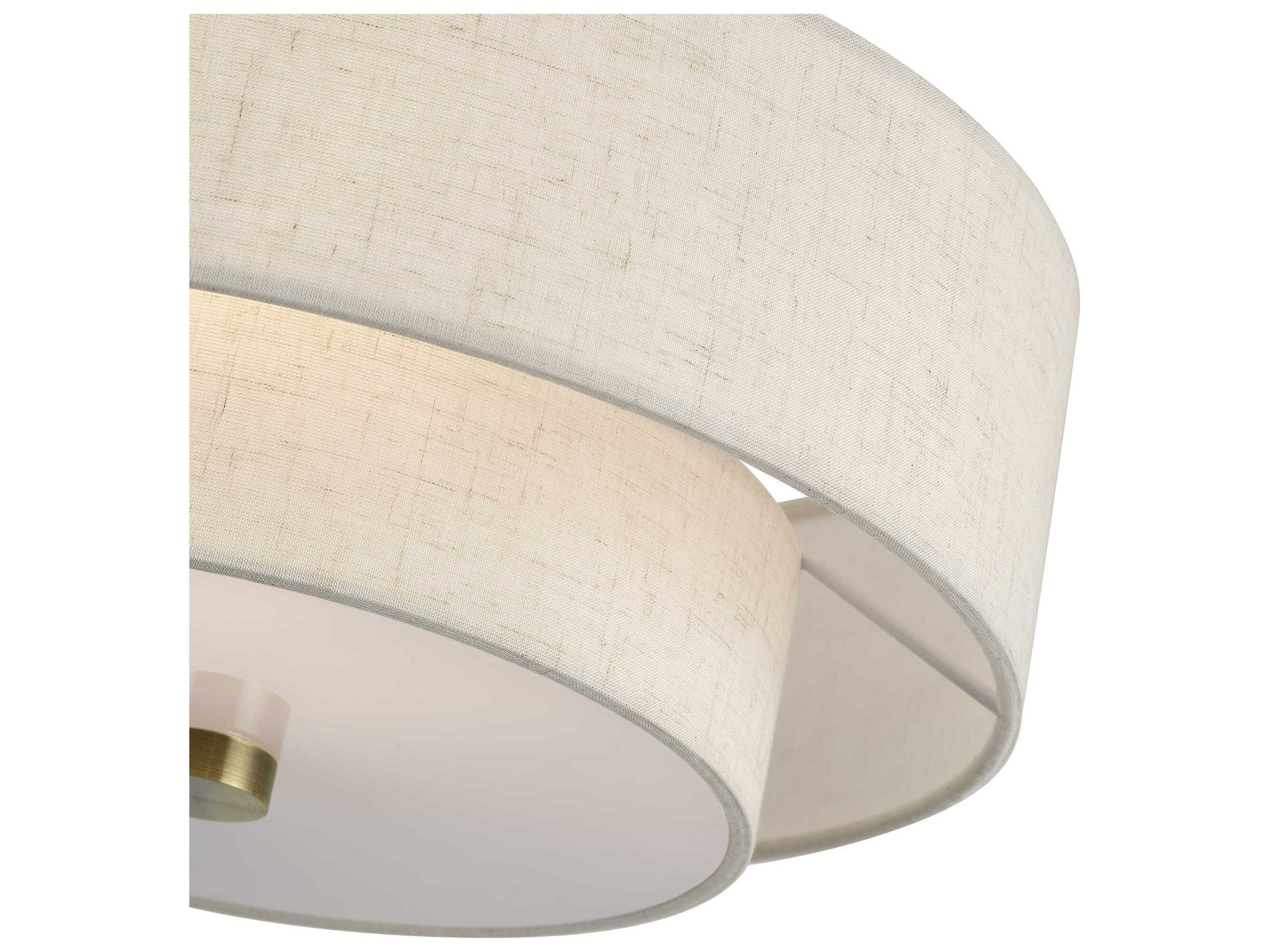 Livex Lighting Monroe 2-Light Antique Brass Drum Semi Flush Mount