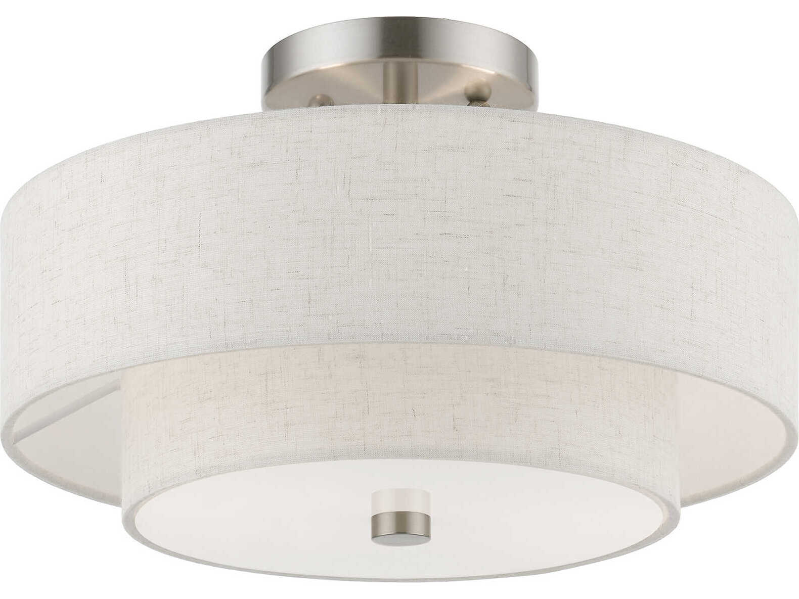 Livex Lighting Meridian 2-Light Brushed Nickel Drum Semi Flush Mount