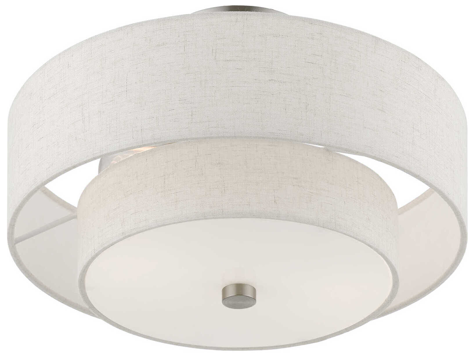 Livex Lighting Meridian 2-Light Brushed Nickel Drum Semi Flush Mount