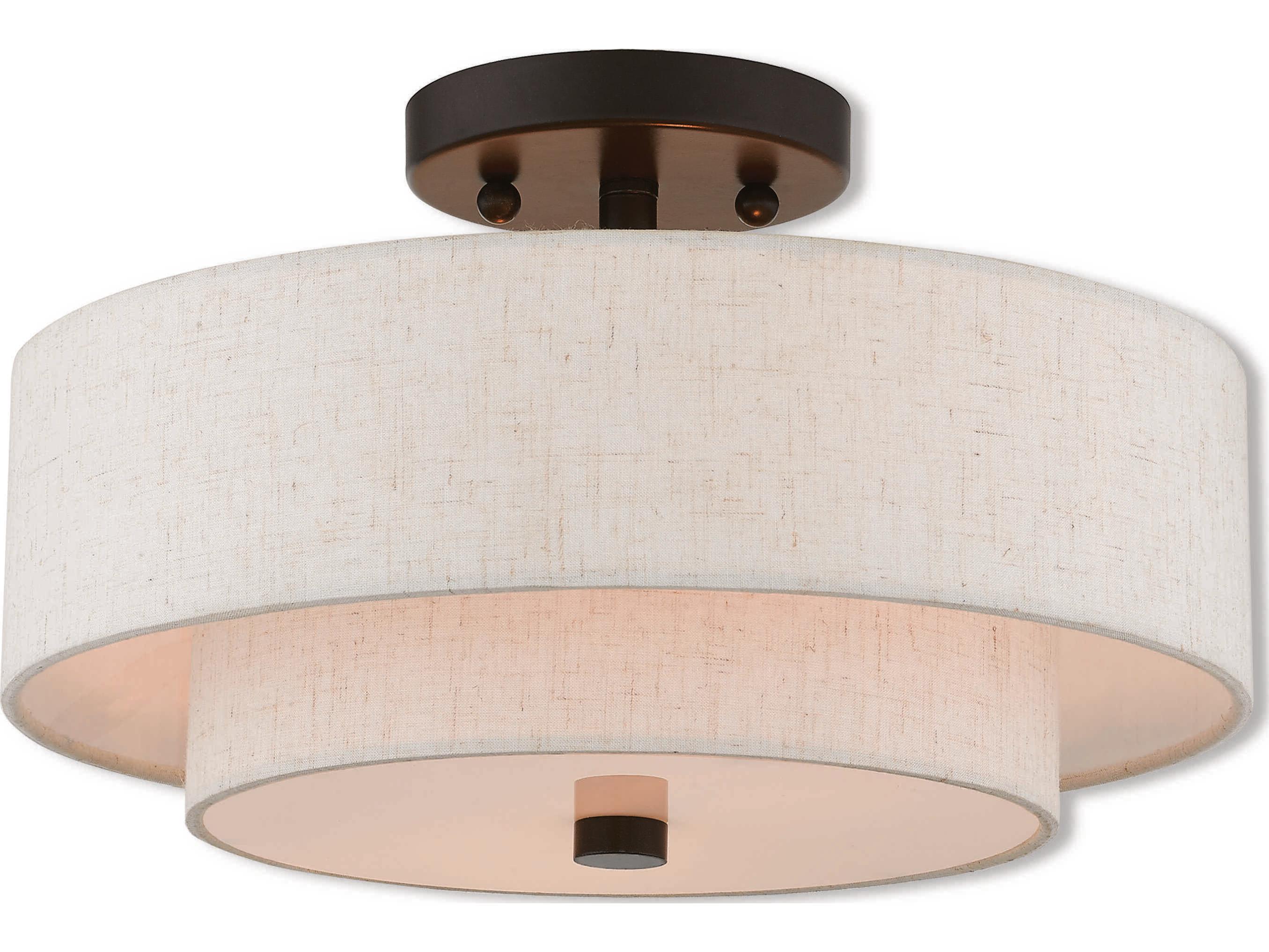 Livex Lighting Claremont 2-Light English Bronze Drum Semi Flush Mount