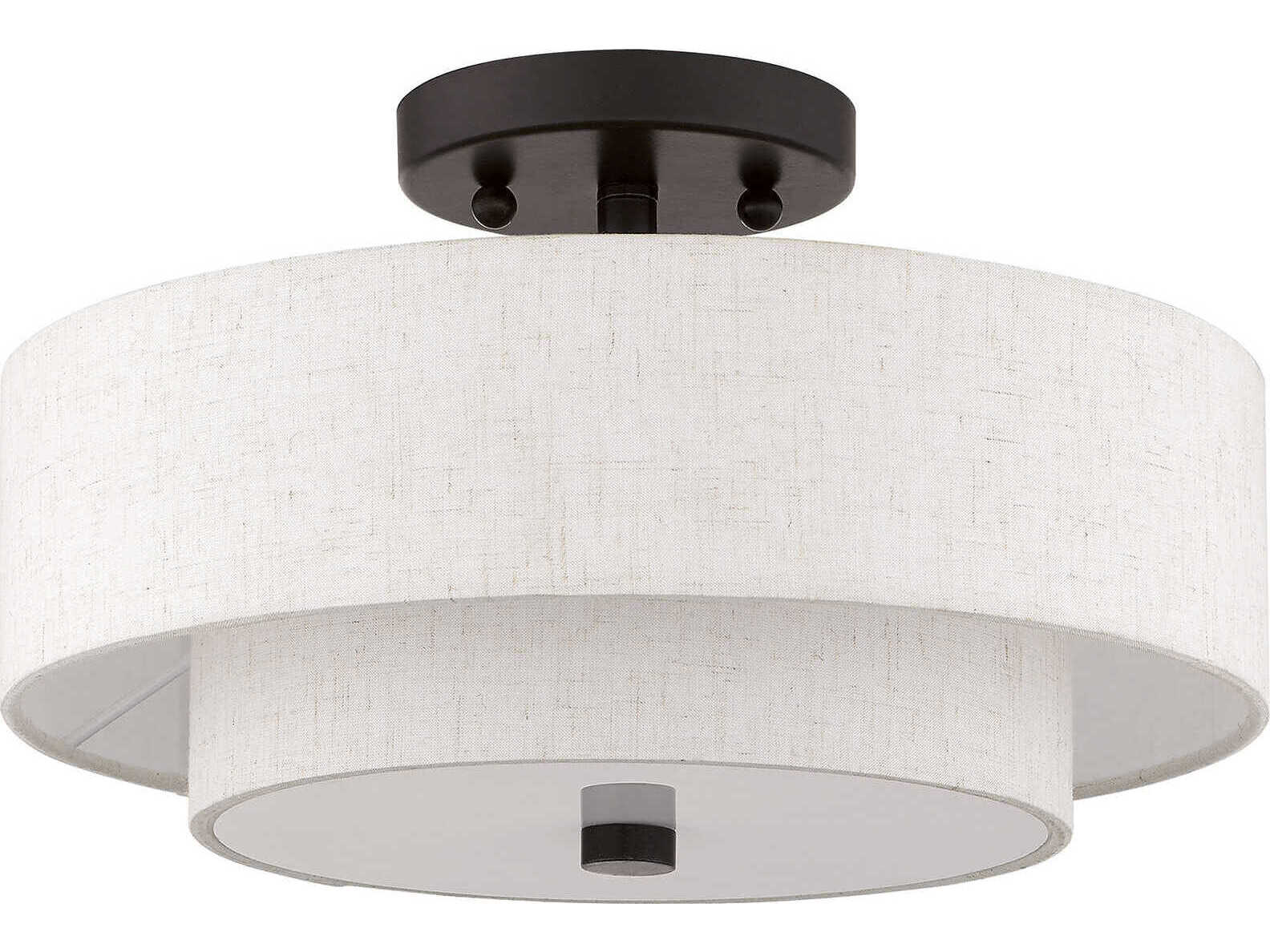 Livex Lighting Claremont 2-Light English Bronze Drum Semi Flush Mount