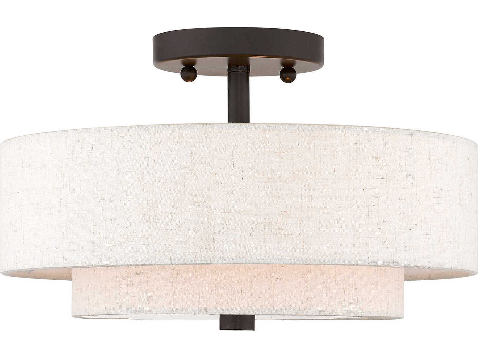 Livex Lighting Claremont 2-Light English Bronze Drum Semi Flush Mount