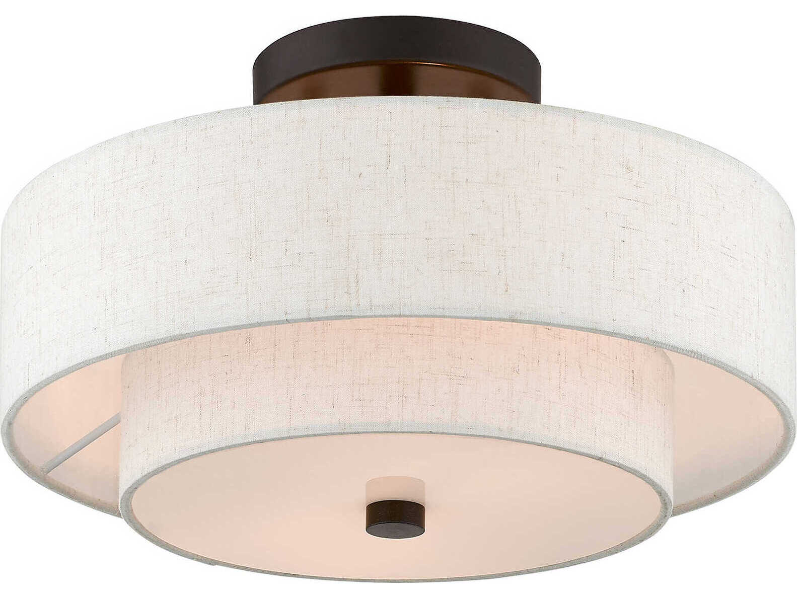 Livex Lighting Claremont 2-Light English Bronze Drum Semi Flush Mount