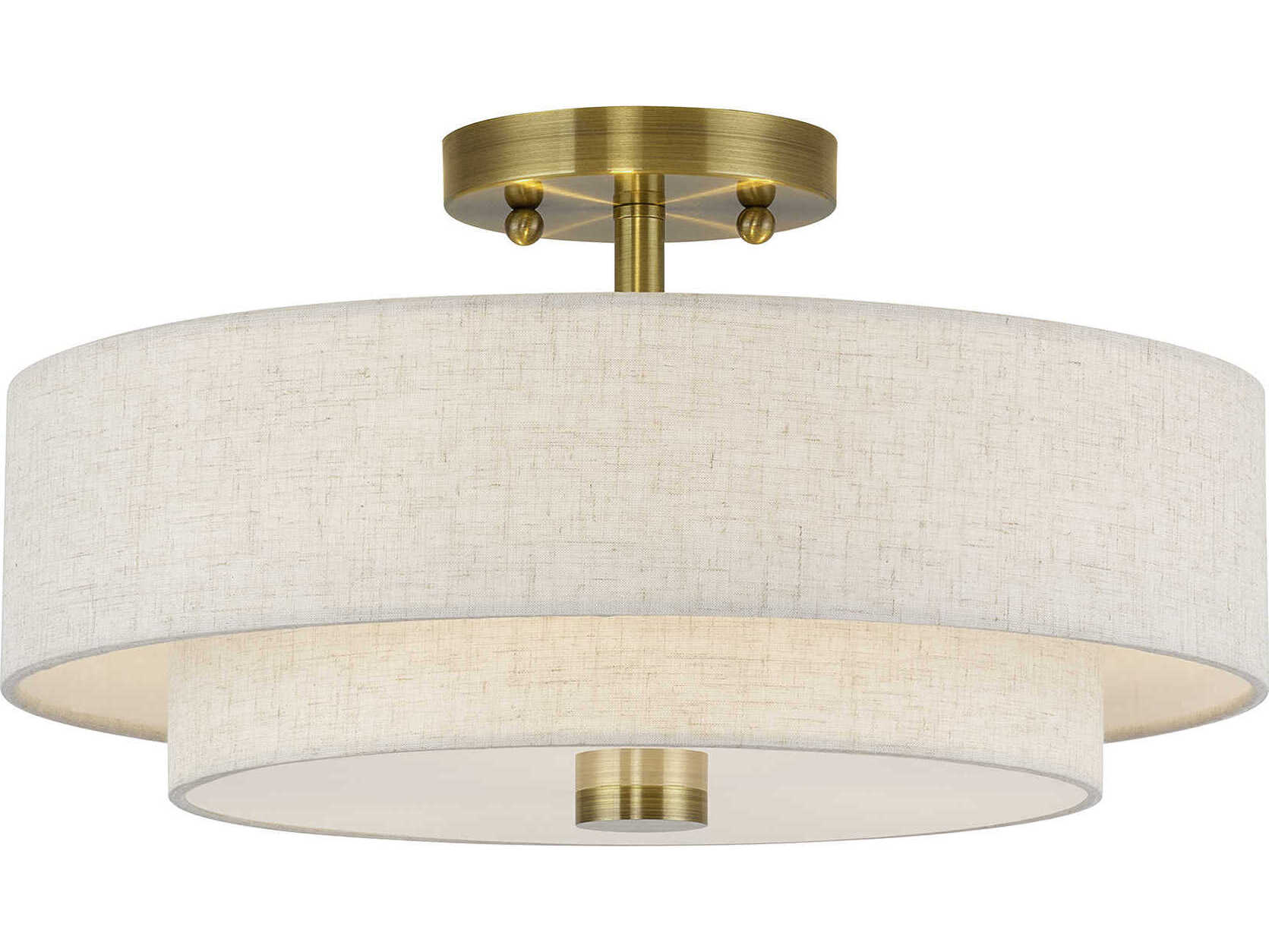 Livex Lighting Monroe 3-Light Antique Brass Drum Semi Flush Mount