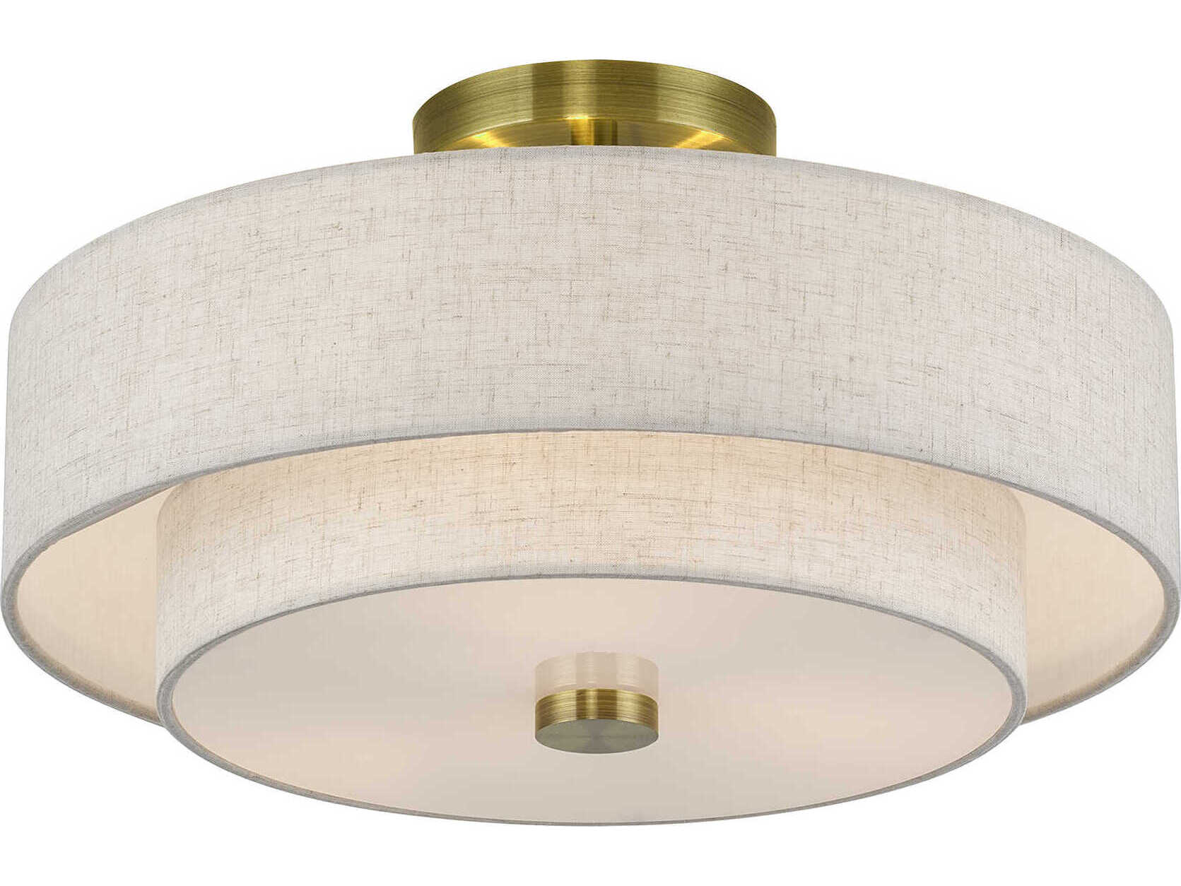 Livex Lighting Monroe 3-Light Antique Brass Drum Semi Flush Mount