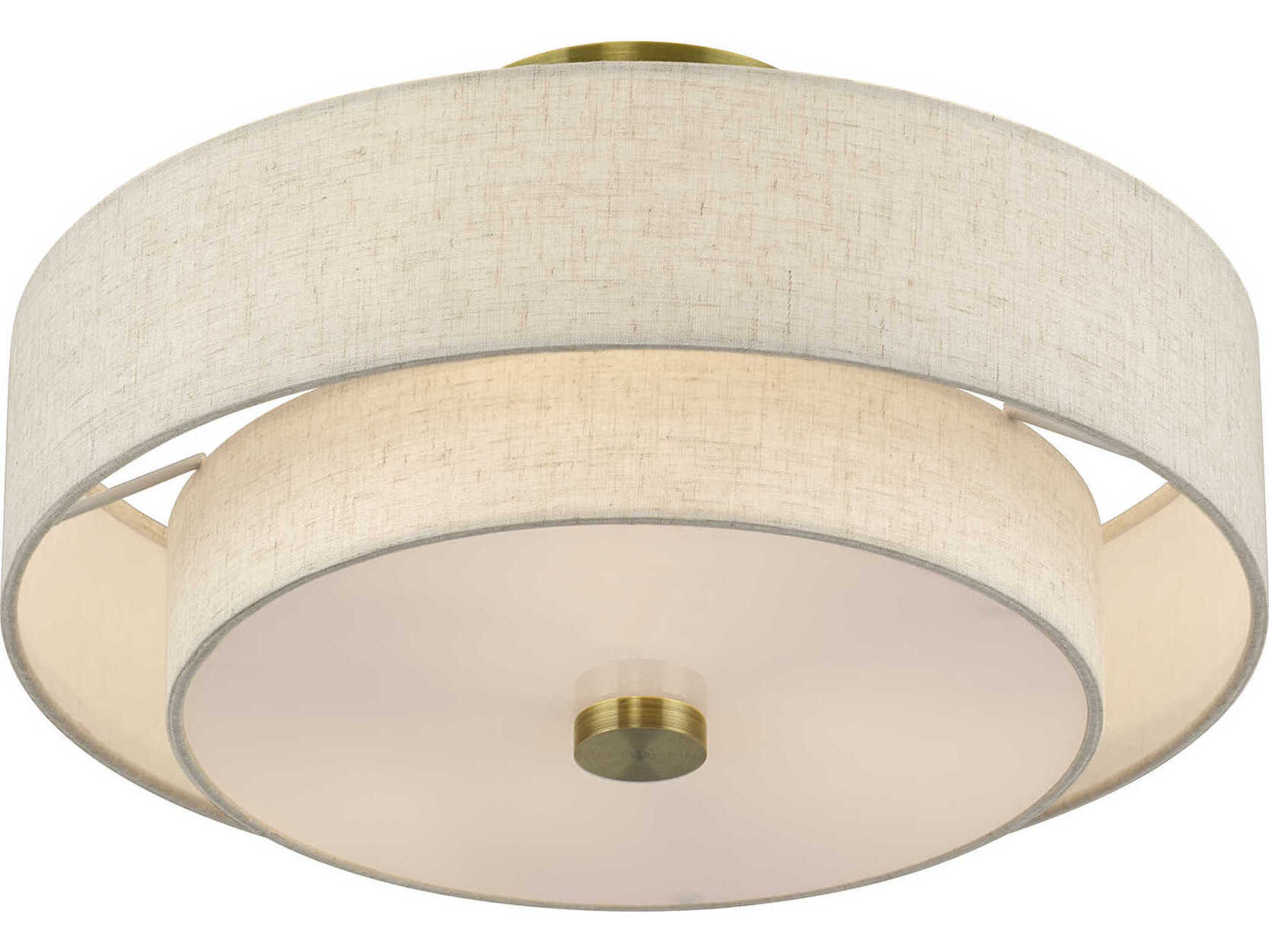 Livex Lighting Monroe 3-Light Antique Brass Drum Semi Flush Mount