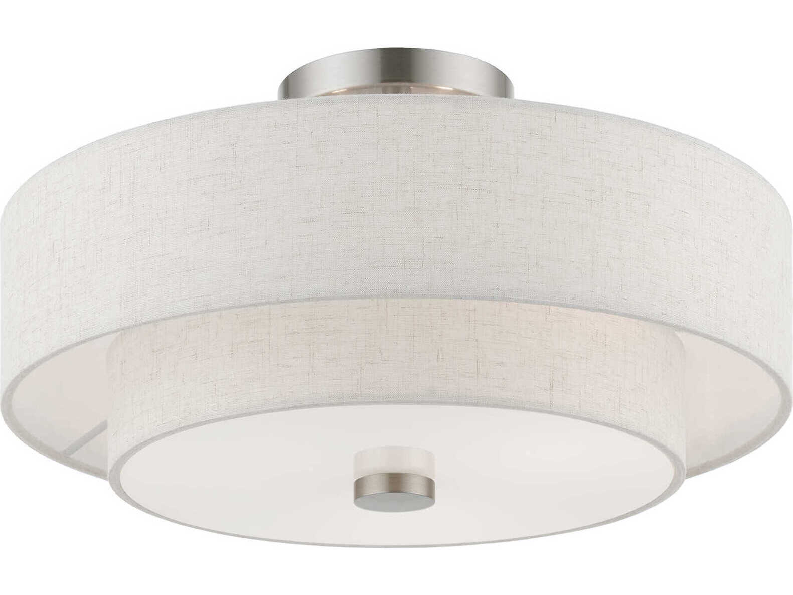 Livex Lighting Meridian 3-Light Brushed Nickel Drum Semi Flush Mount