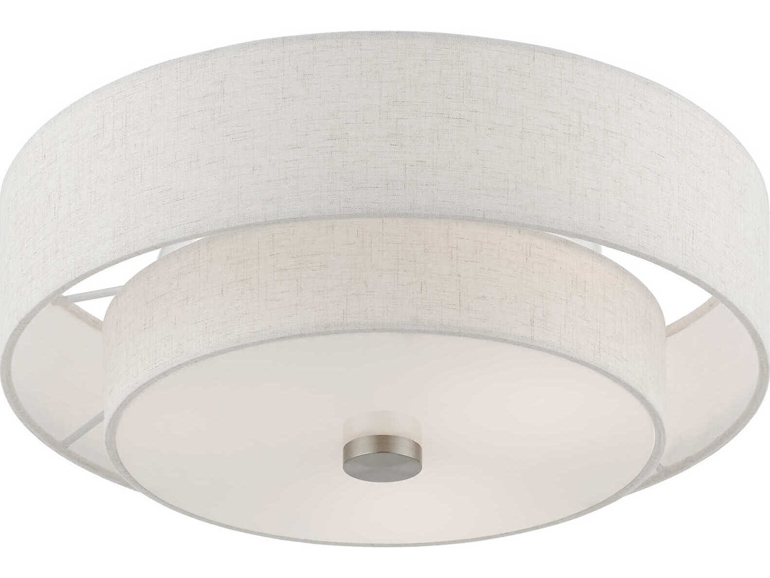 Livex Lighting Meridian 3-Light Brushed Nickel Drum Semi Flush Mount