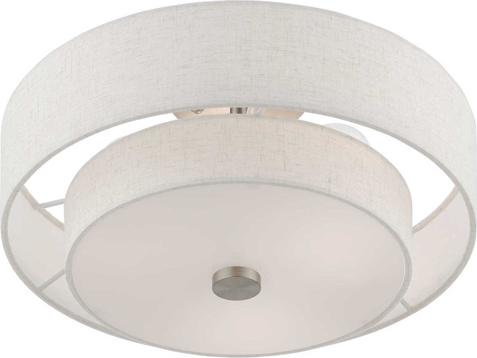 Livex Lighting Meridian 3-Light Brushed Nickel Drum Semi Flush Mount