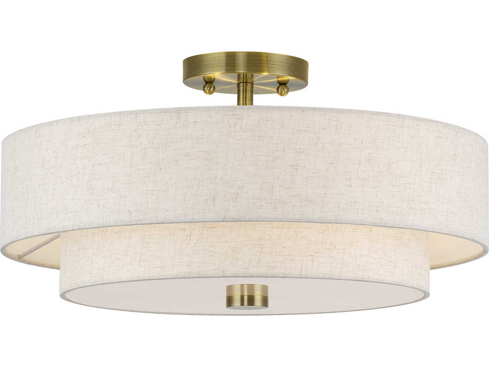 Livex Lighting Monroe 4-Light Antique Brass Drum Semi Flush Mount
