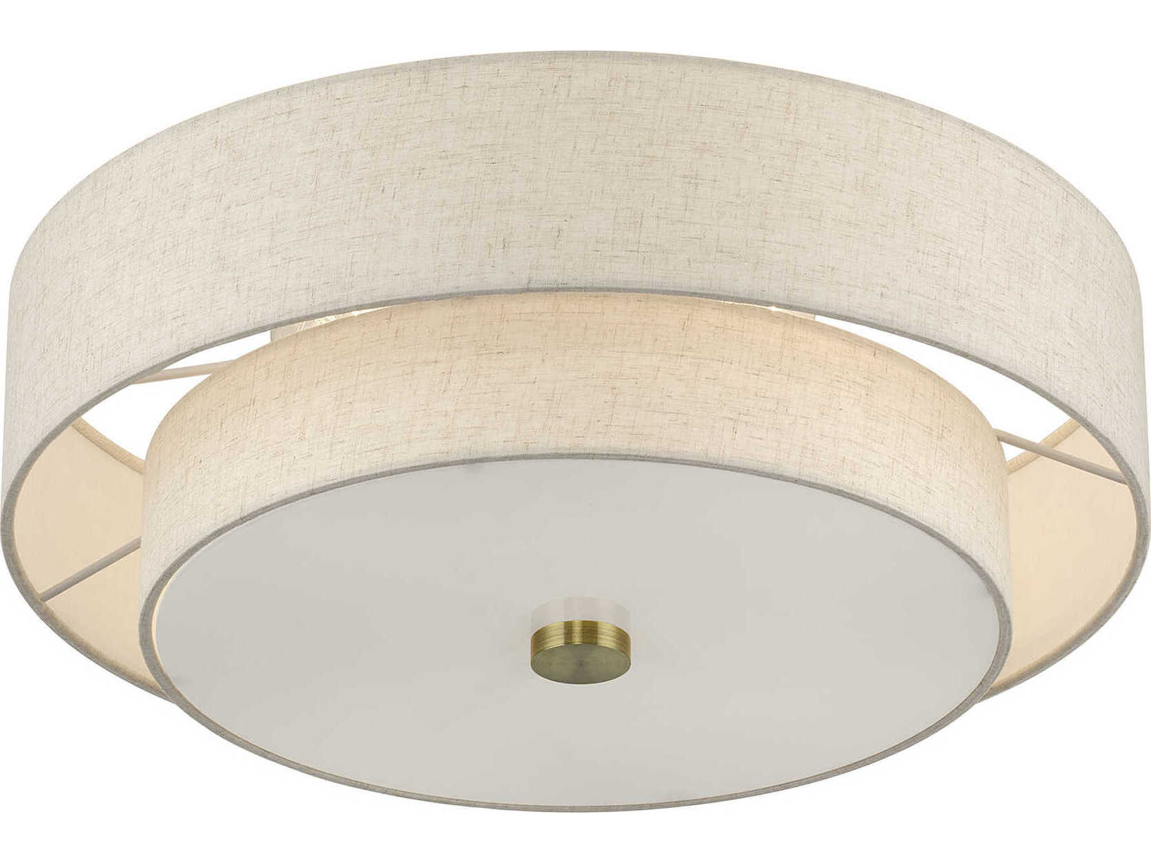 Livex Lighting Monroe 4-Light Antique Brass Drum Semi Flush Mount