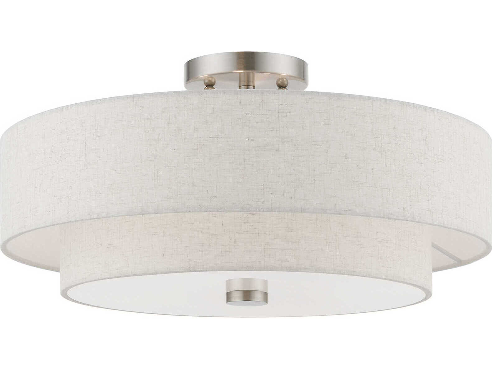 Livex Lighting Meridian 4-Light Brushed Nickel Drum Semi Flush Mount