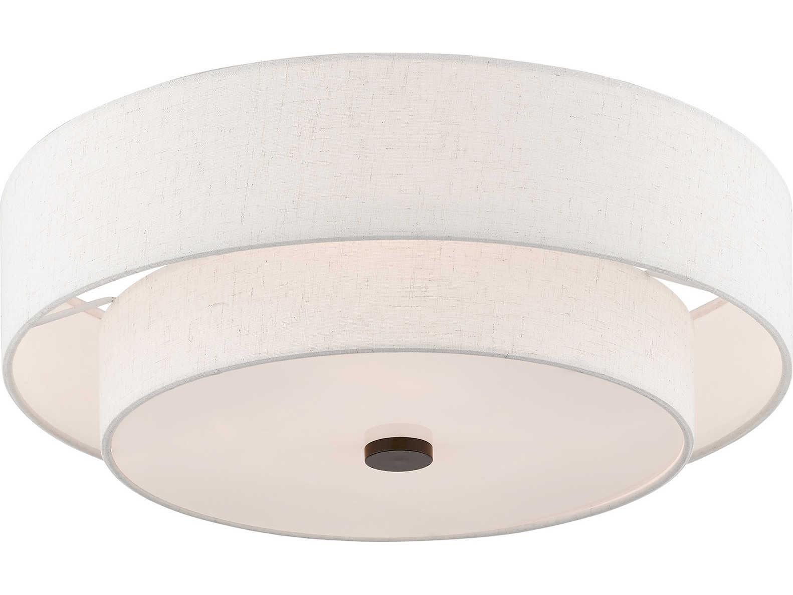 Livex Lighting Claremont 4-Light English Bronze Drum Round Semi Flush Mount