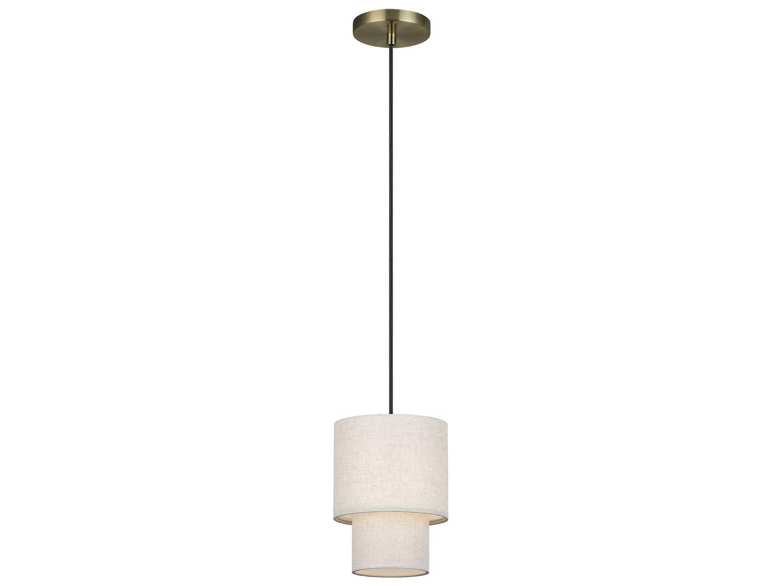 Livex Lighting Monroe 1-Light Antique Brass Drum Mini Pendant