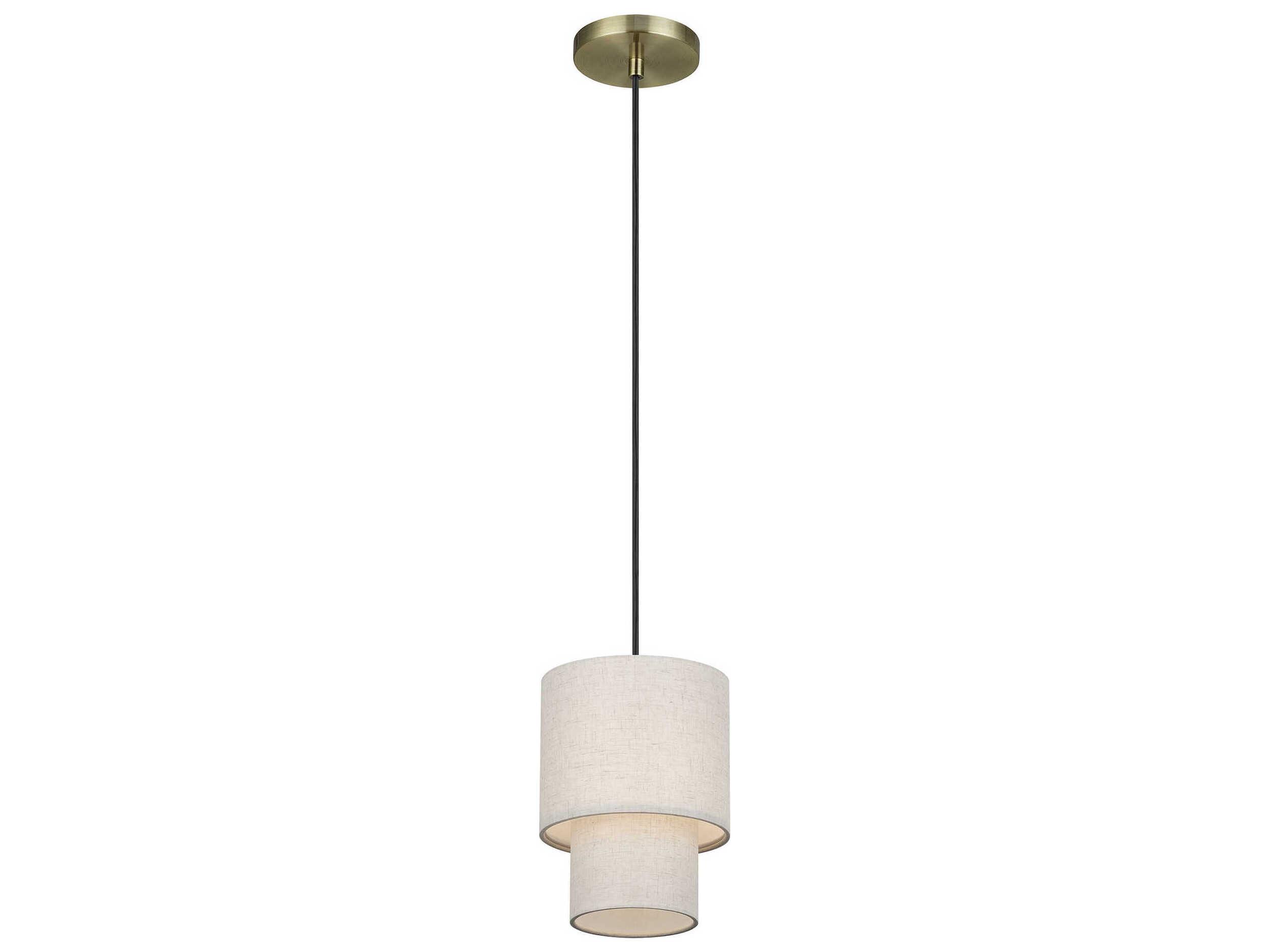 Livex Lighting Monroe 1-Light Antique Brass Drum Mini Pendant