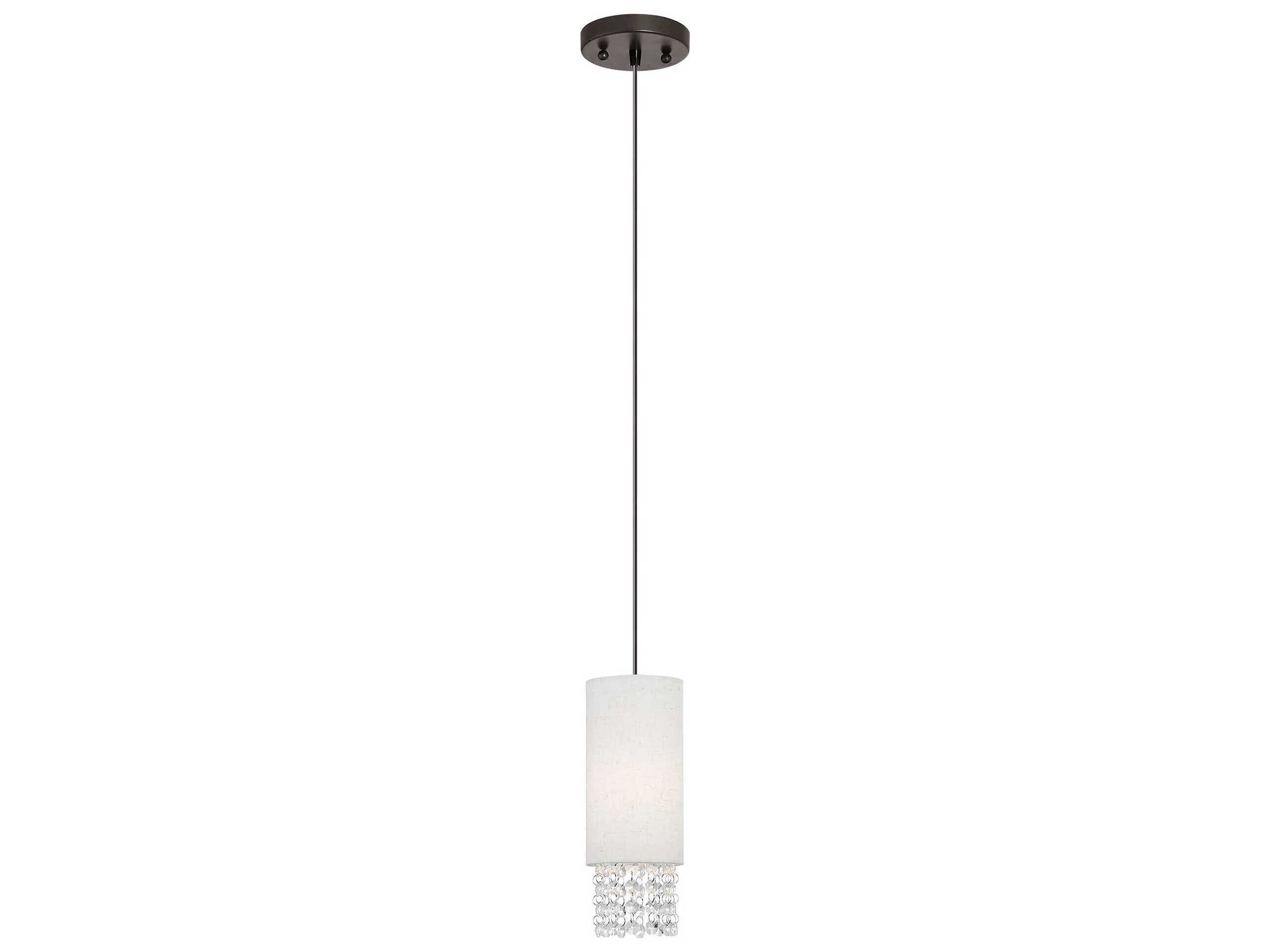 Livex Lighting Carlisle 1-Light English Bronze Off White Crystal Cylinder Mini Pendant