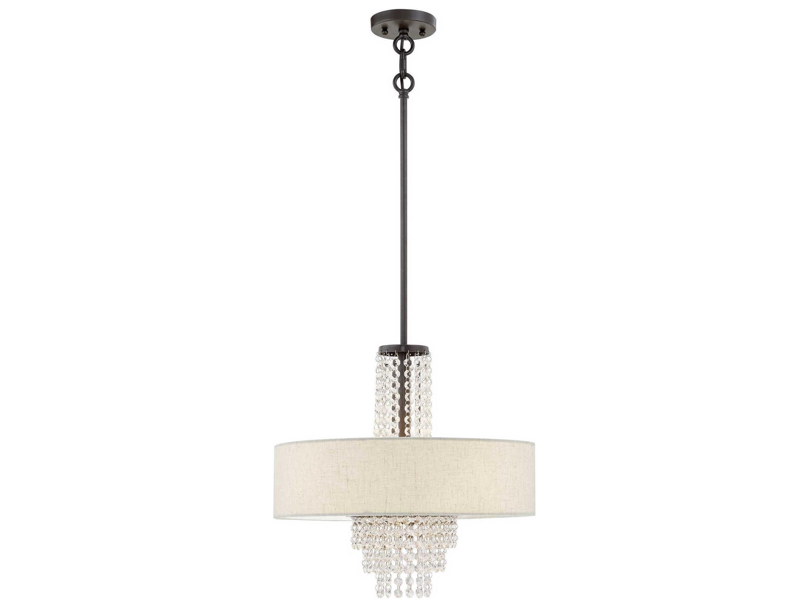 Livex Lighting Carlisle 4-Light English Bronze Off White Crystal Drum Pendant