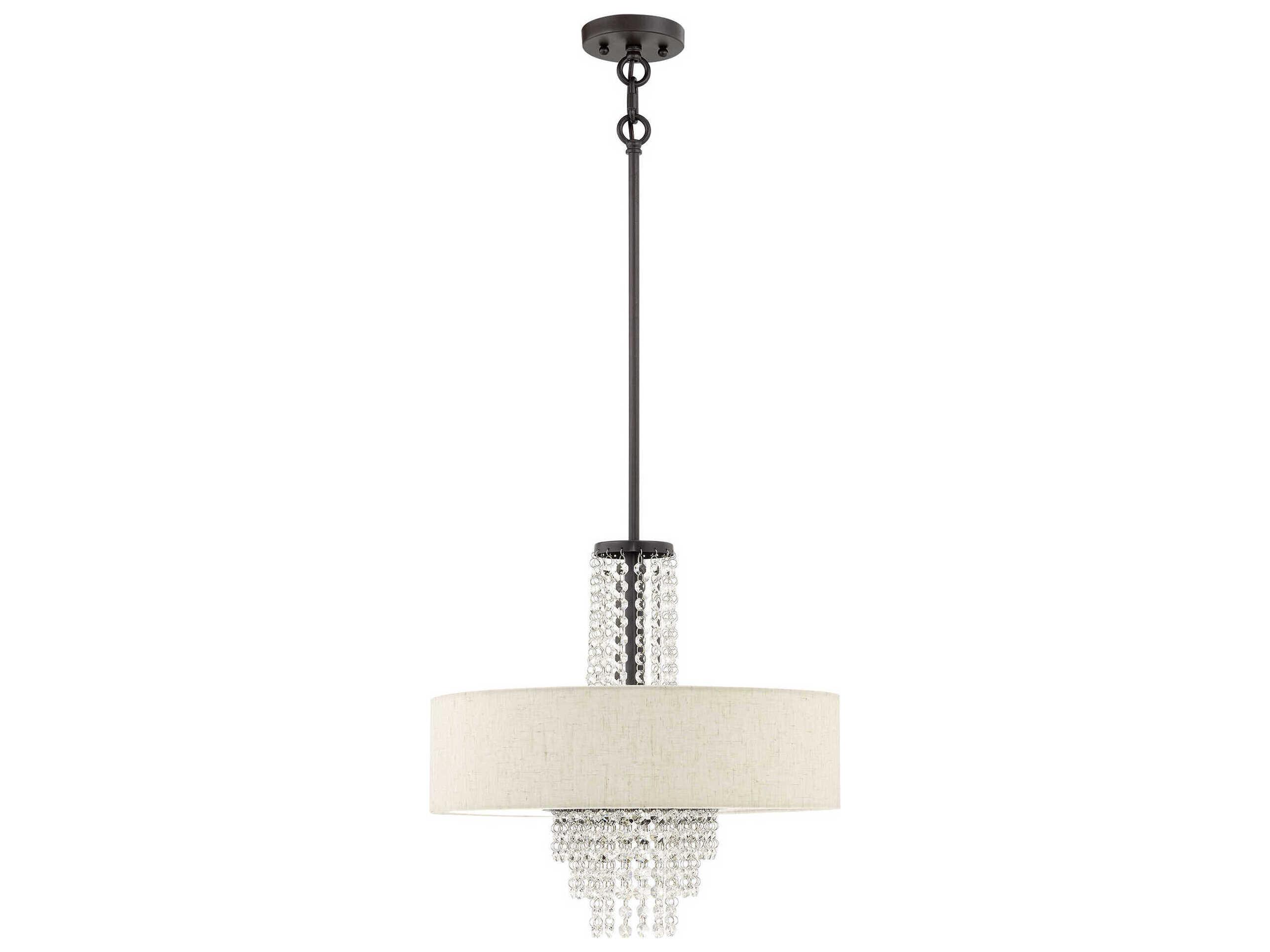Livex Lighting Carlisle 4-Light English Bronze Off White Crystal Drum Pendant
