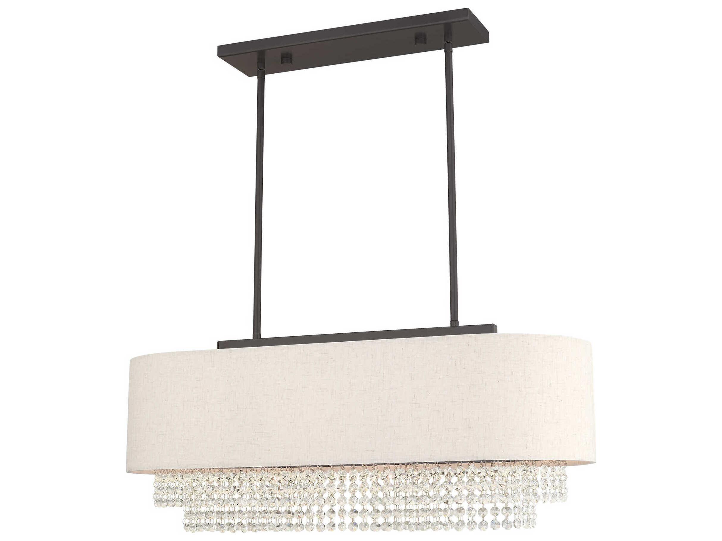 Livex Lighting Carlisle 3-Light English Bronze Off White Crystal Island Pendant