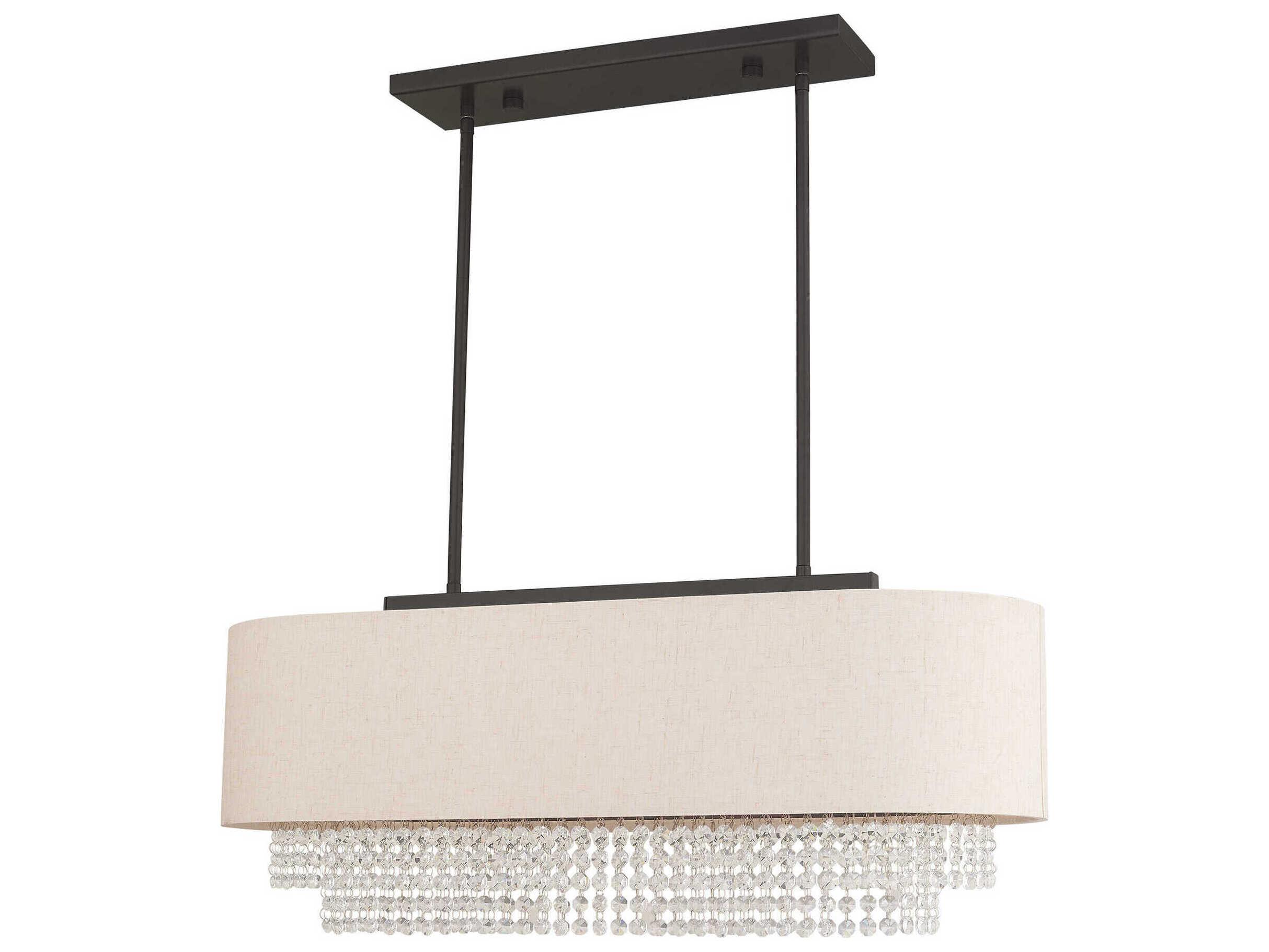 Livex Lighting Carlisle 3-Light English Bronze Off White Crystal Island Pendant
