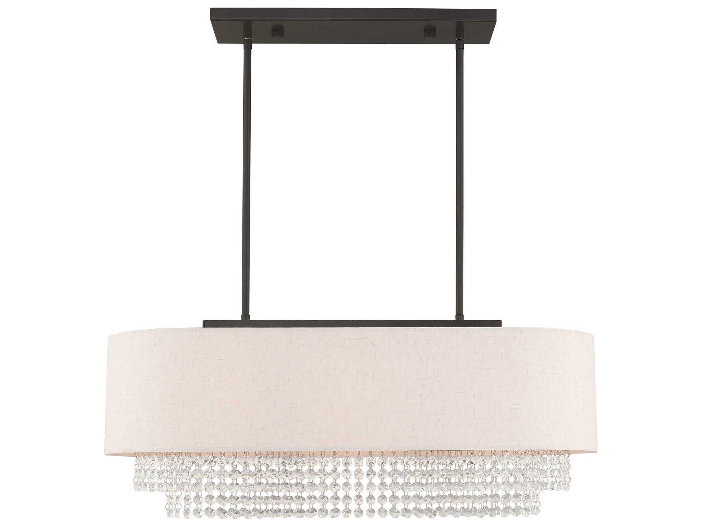 Livex Lighting Carlisle 3-Light English Bronze Off White Crystal Island Pendant