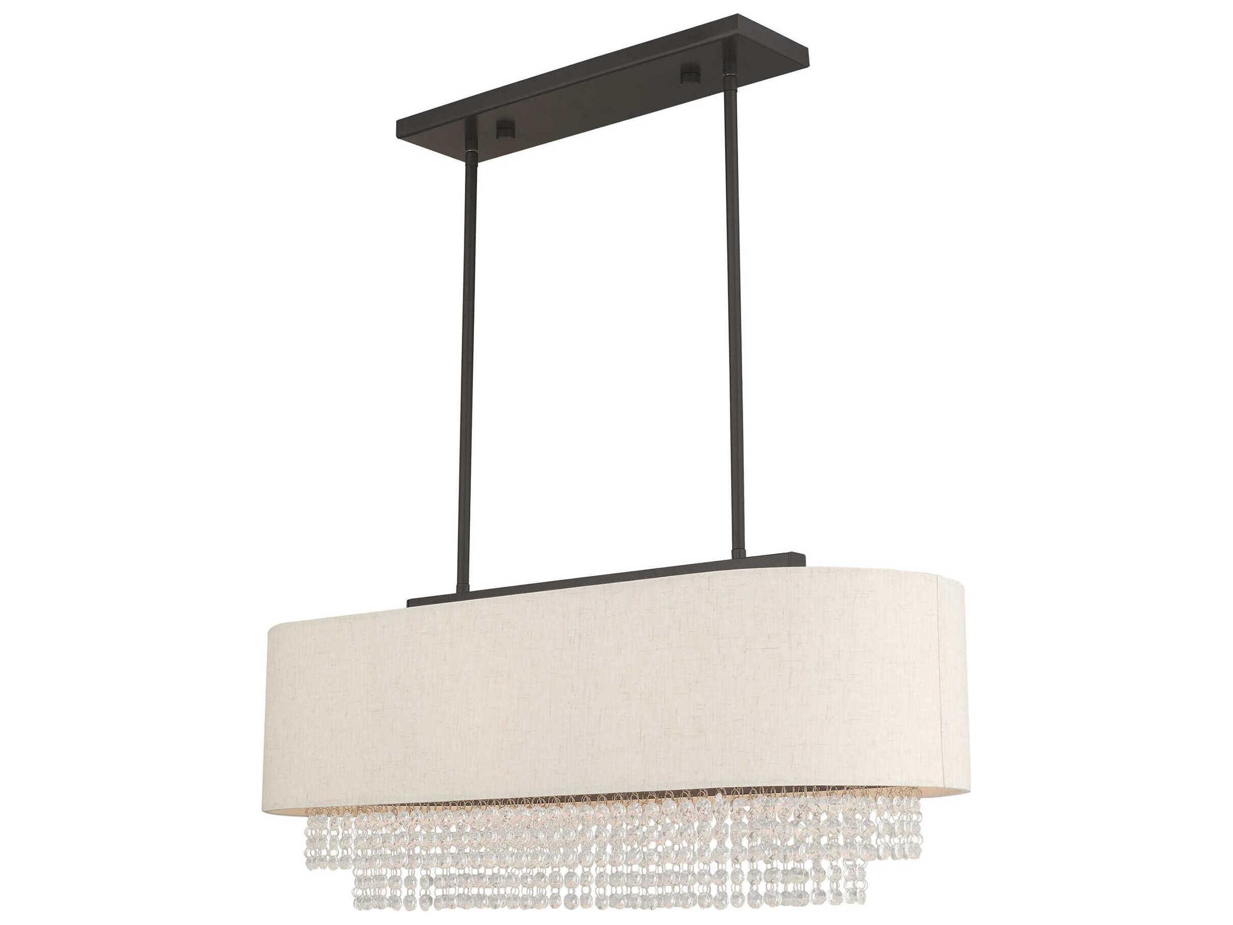 Livex Lighting Carlisle 3-Light English Bronze Off White Crystal Island Pendant