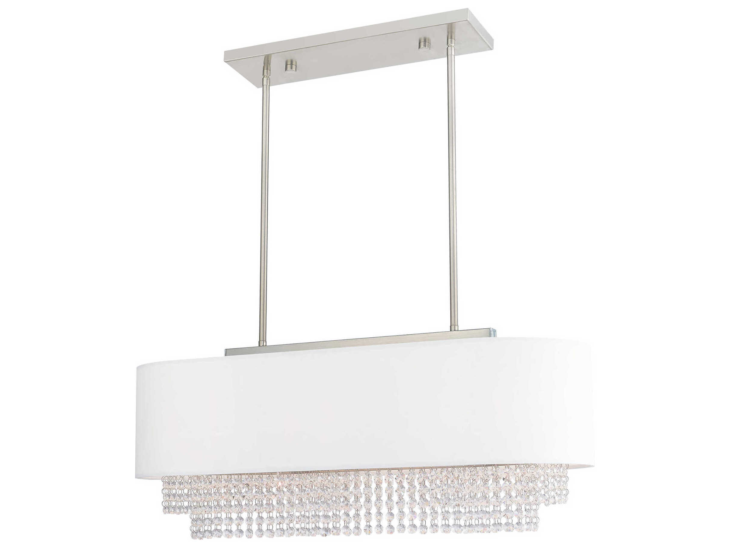 Livex Lighting Carlisle 3-Light Brushed Nickel Off White Crystal Island Pendant