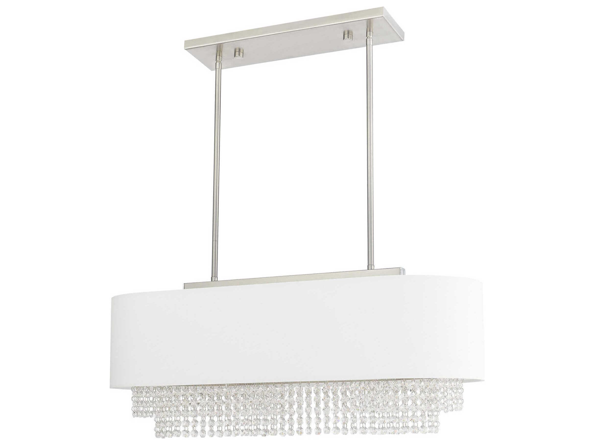 Livex Lighting Carlisle 3-Light Brushed Nickel Off White Crystal Island Pendant