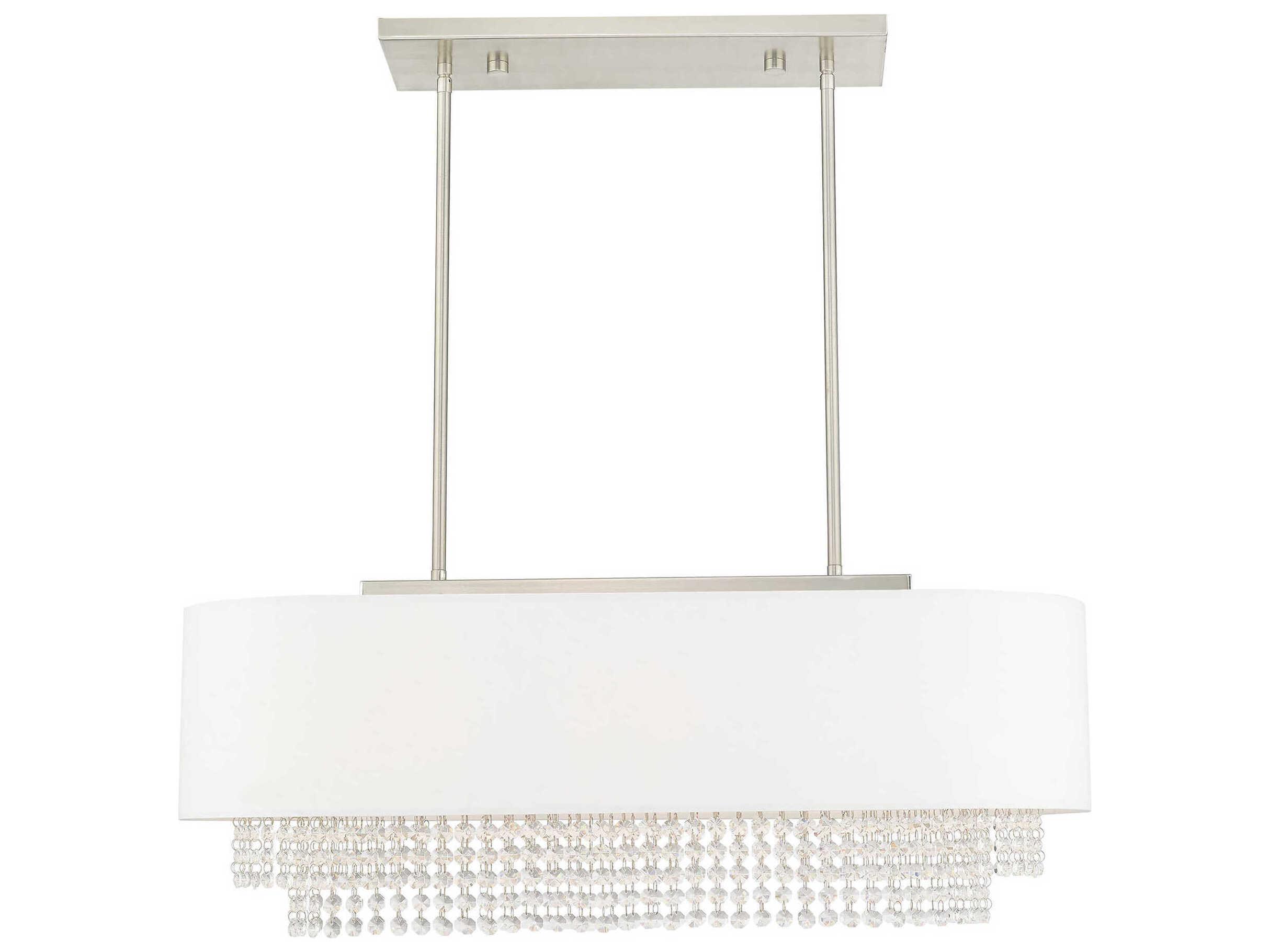 Livex Lighting Carlisle 3-Light Brushed Nickel Off White Crystal Island Pendant