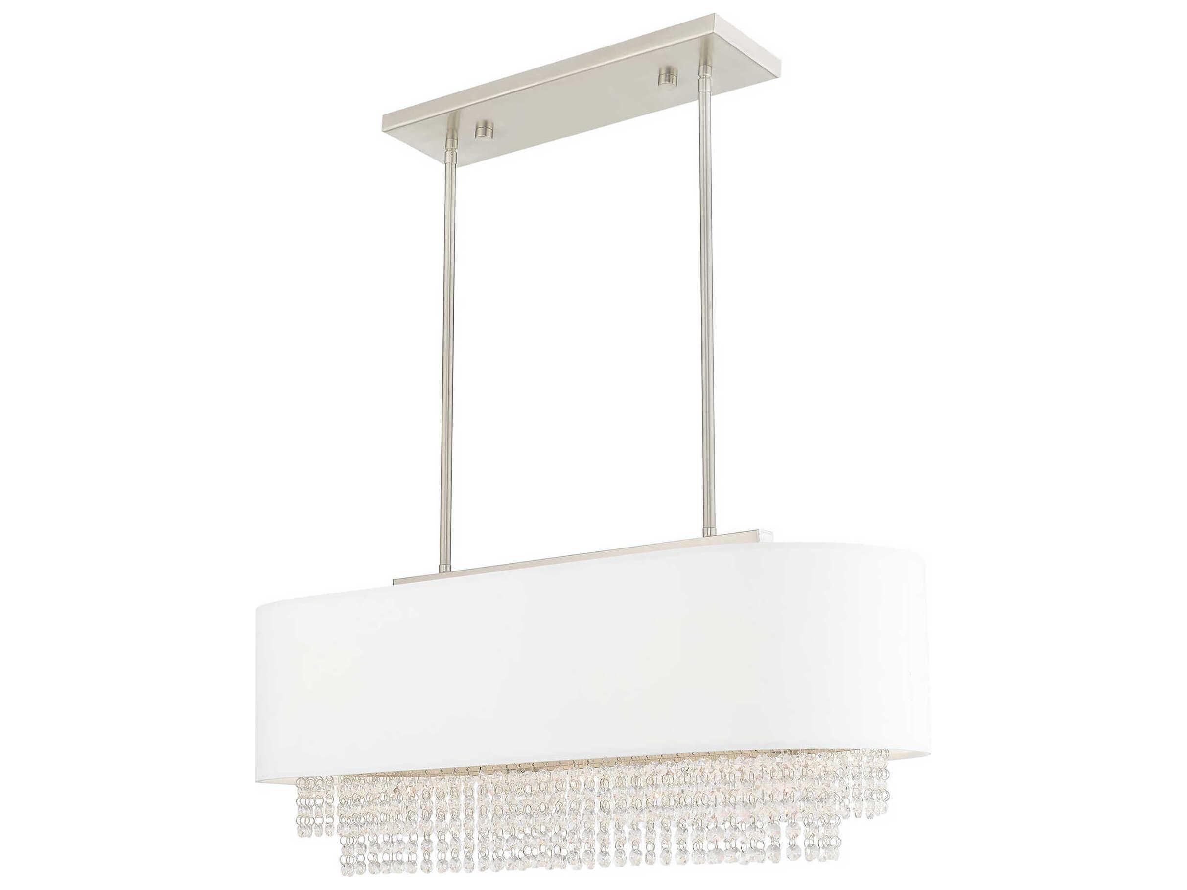 Livex Lighting Carlisle 3-Light Brushed Nickel Off White Crystal Island Pendant
