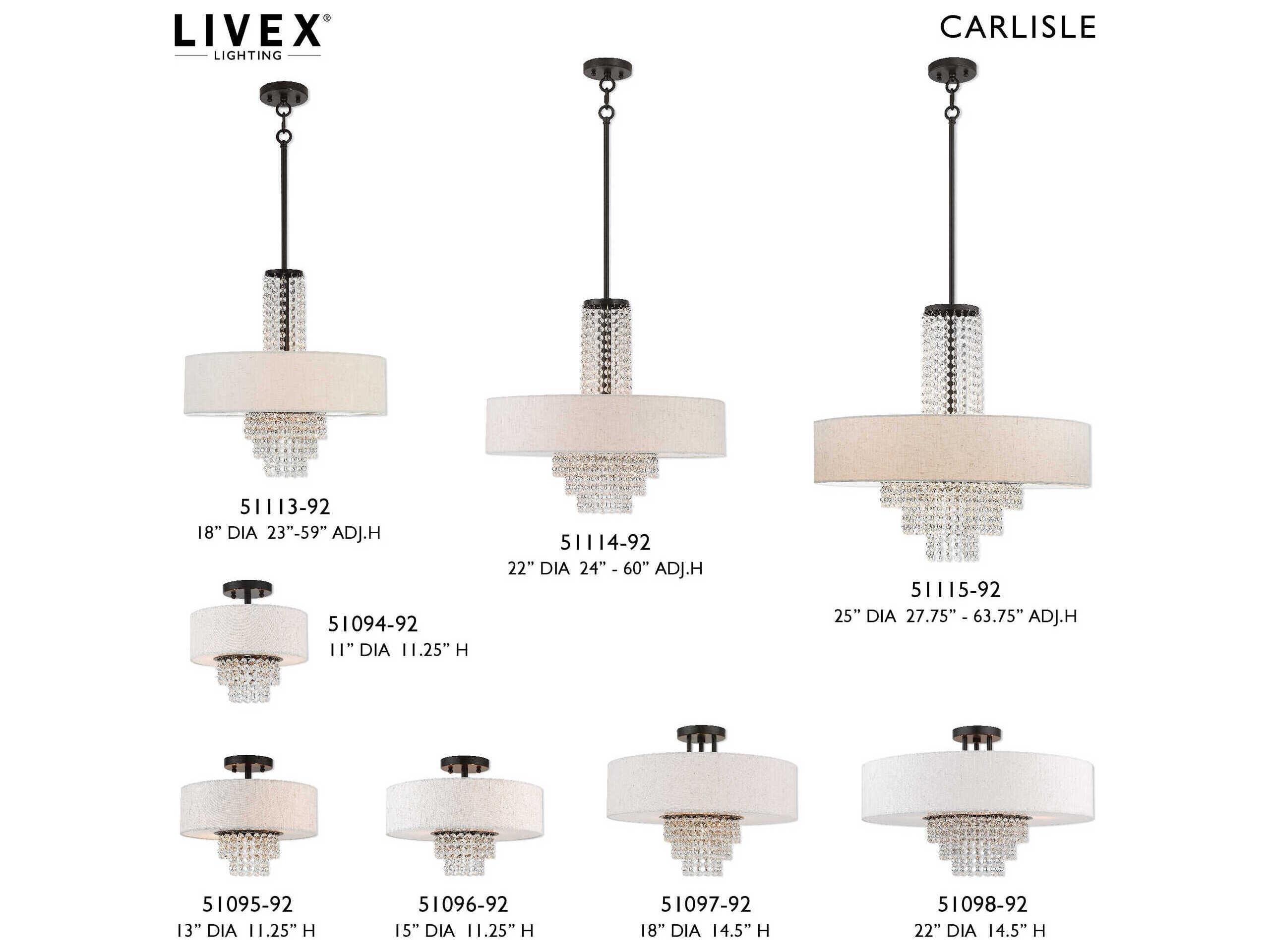 Livex Lighting Carlisle 5-Light English Bronze Off White Crystal Island Pendant