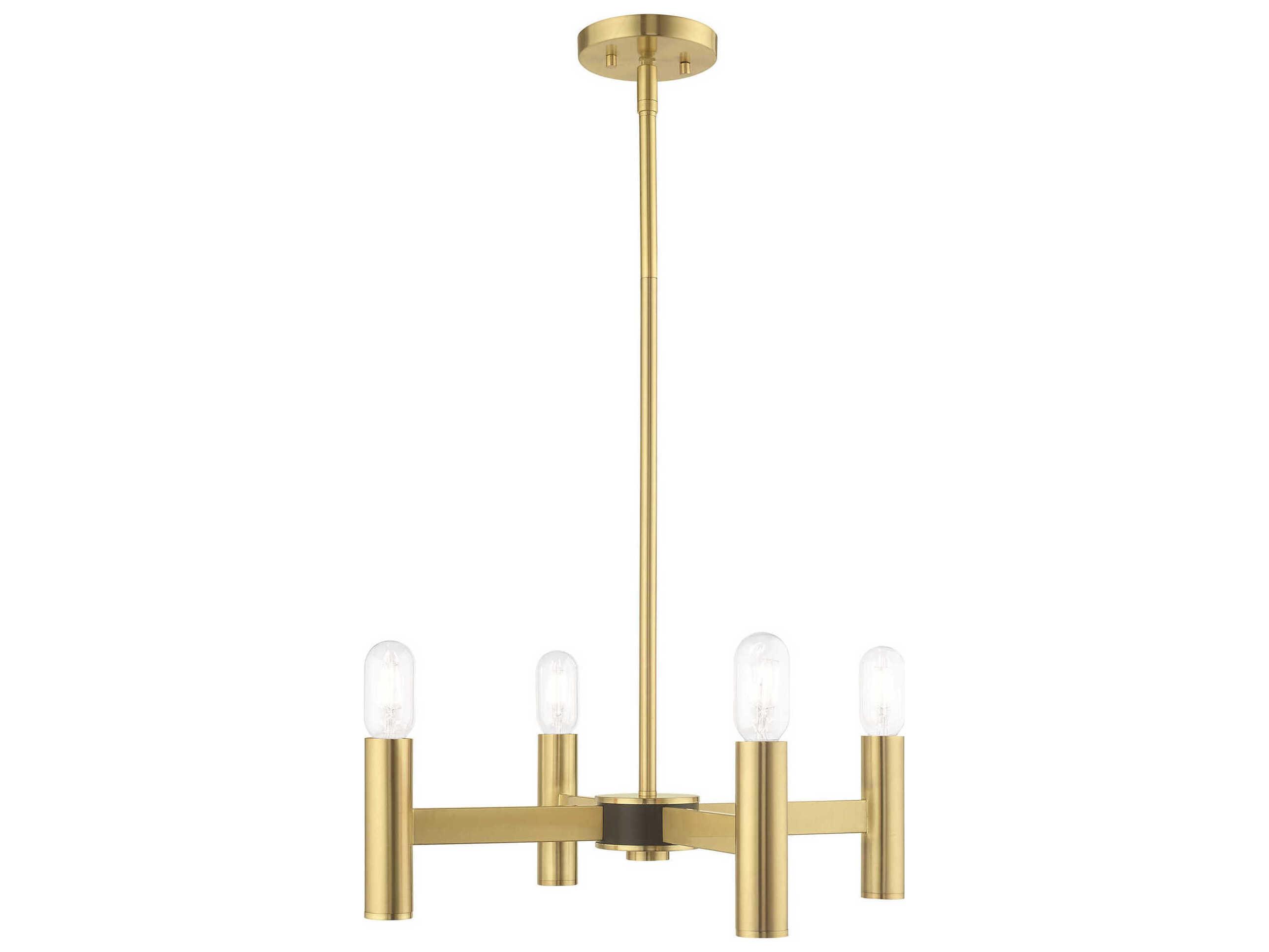 Livex Lighting Copenhagen 4-Light Satin Brass Candelabra Chandelier