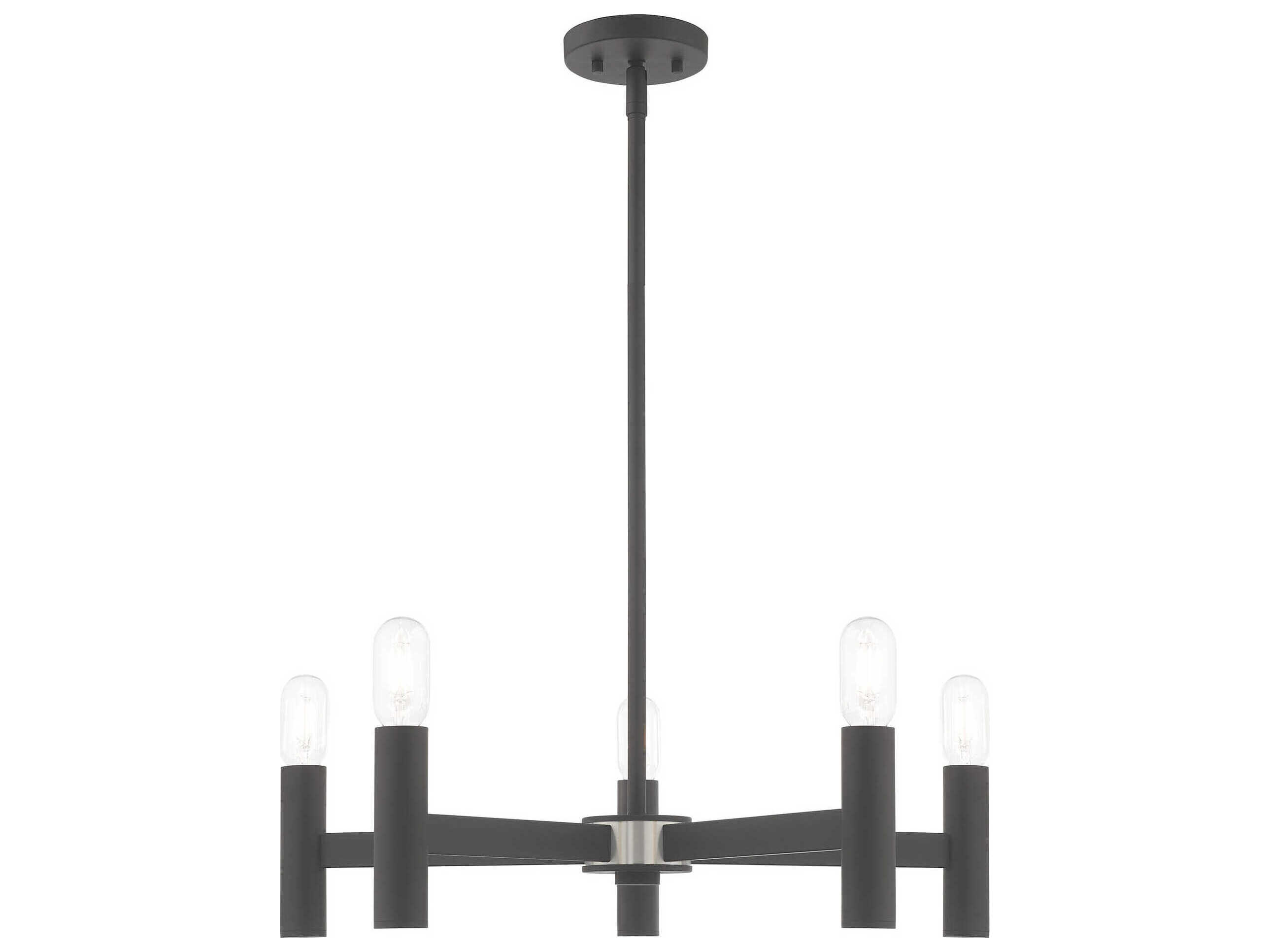 Livex Lighting Copenhagen 5-Light Scandinavian Gray Candelabra Chandelier