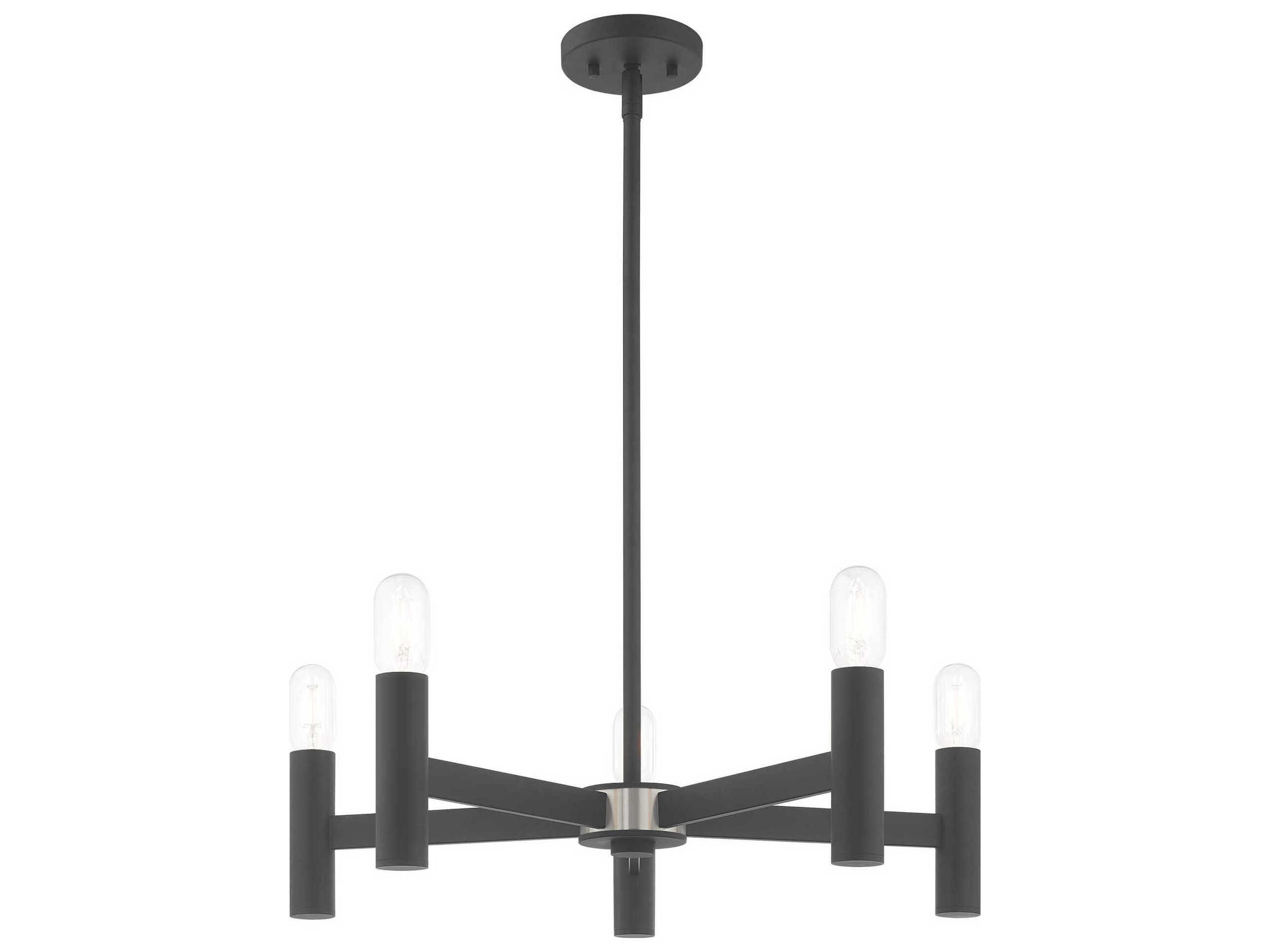 Livex Lighting Copenhagen 5-Light Scandinavian Gray Candelabra Chandelier
