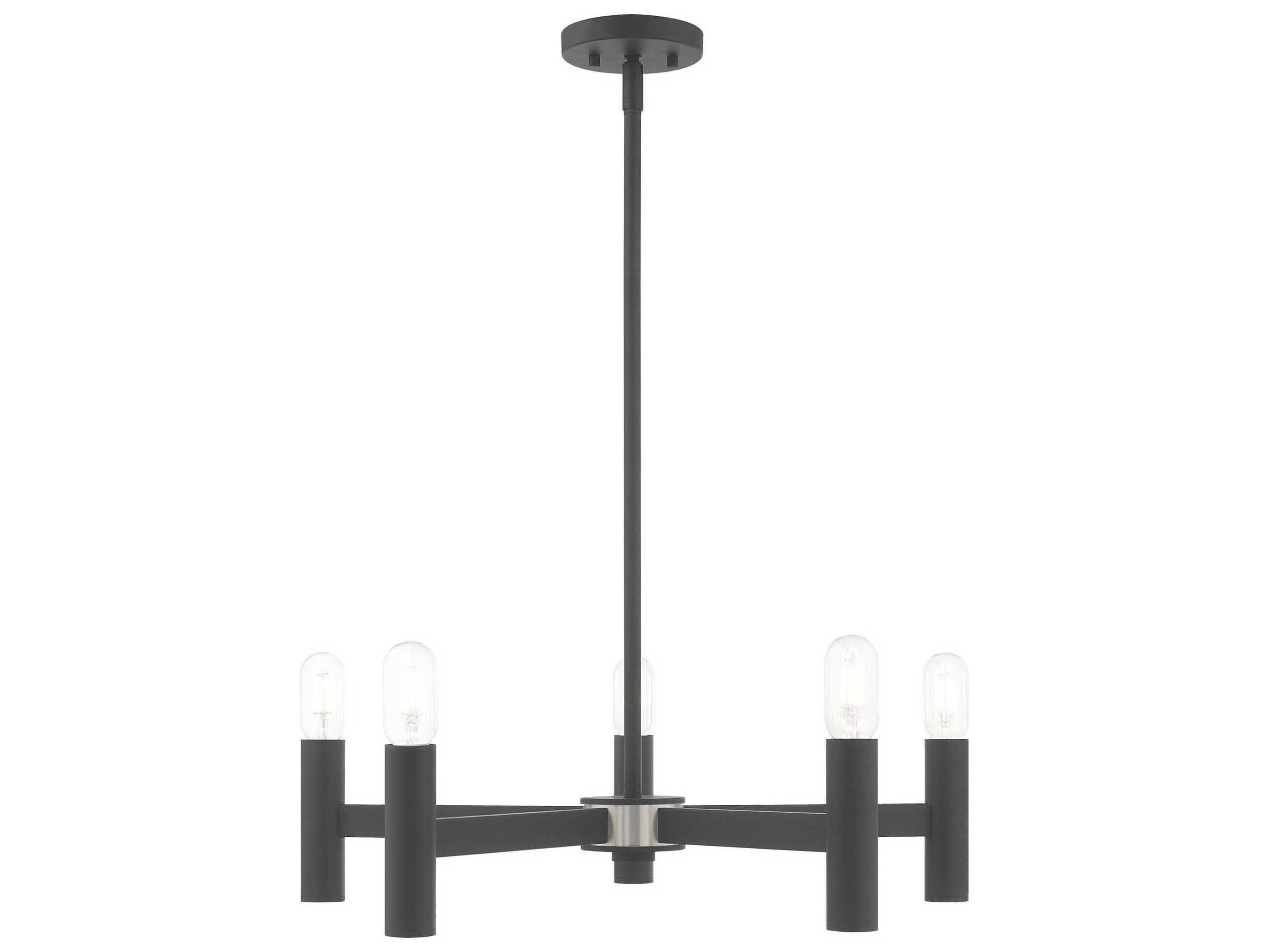 Livex Lighting Copenhagen 5-Light Scandinavian Gray Candelabra Chandelier