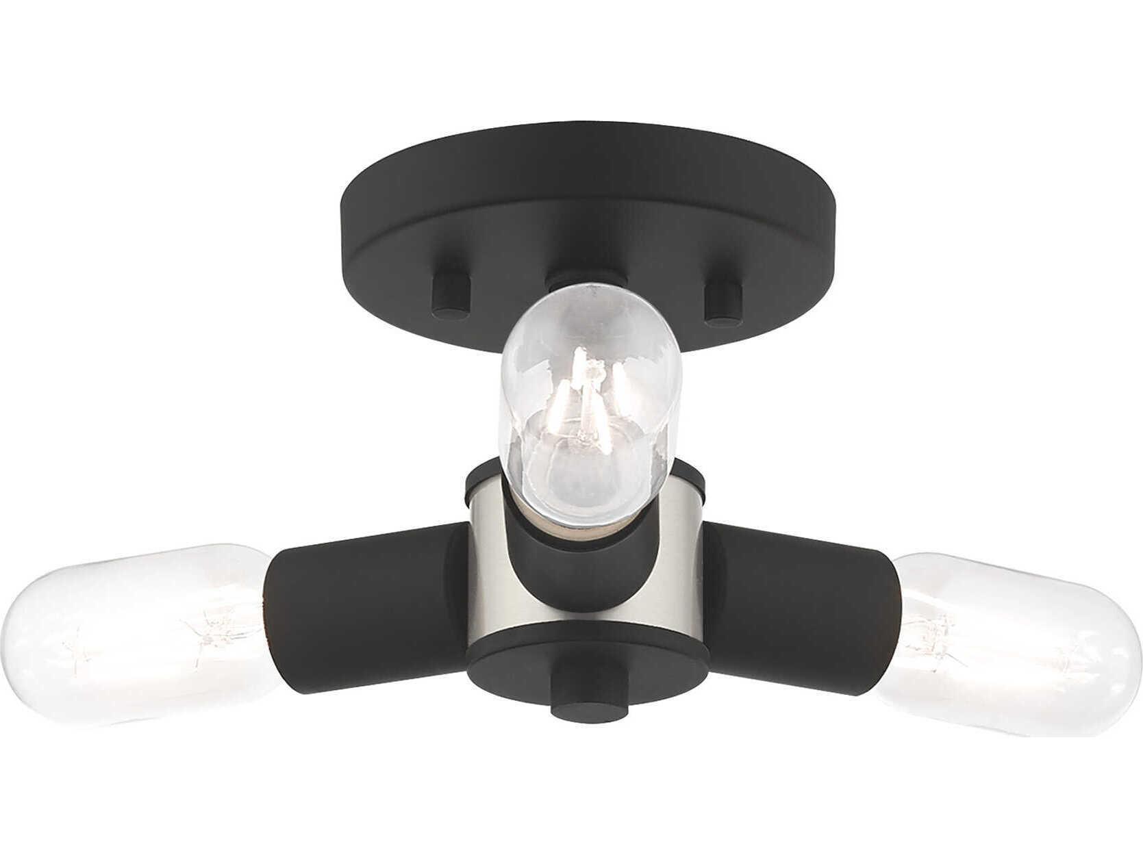 Livex Lighting Copenhagen 3-Light Black Semi Flush Mount