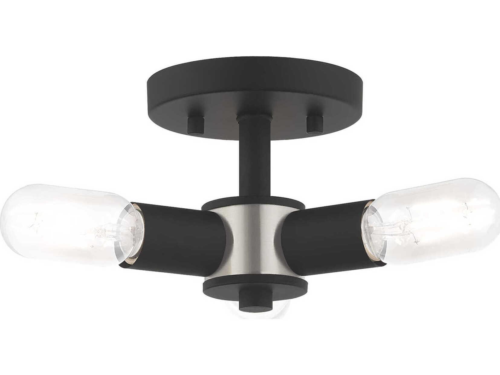 Livex Lighting Copenhagen 3-Light Black Semi Flush Mount