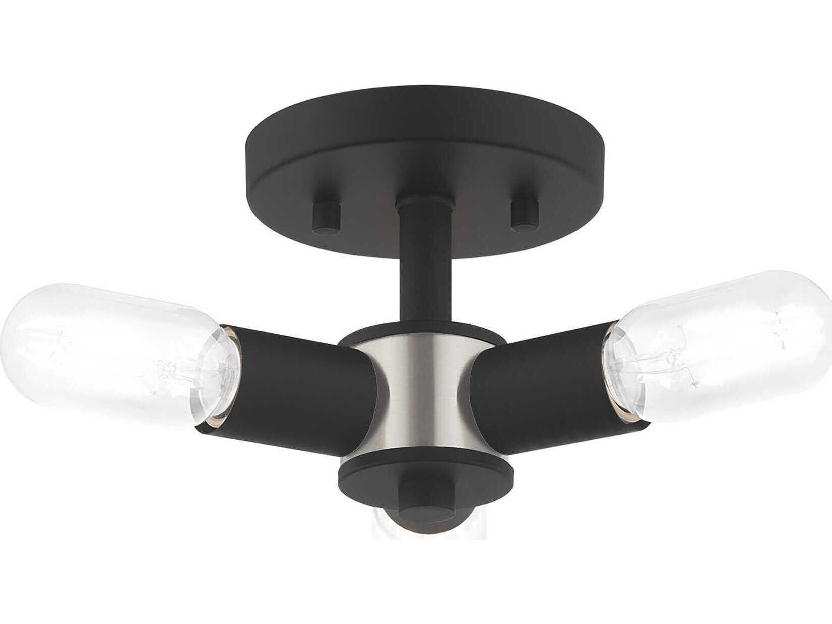 Livex Lighting Copenhagen 3-Light Black Semi Flush Mount