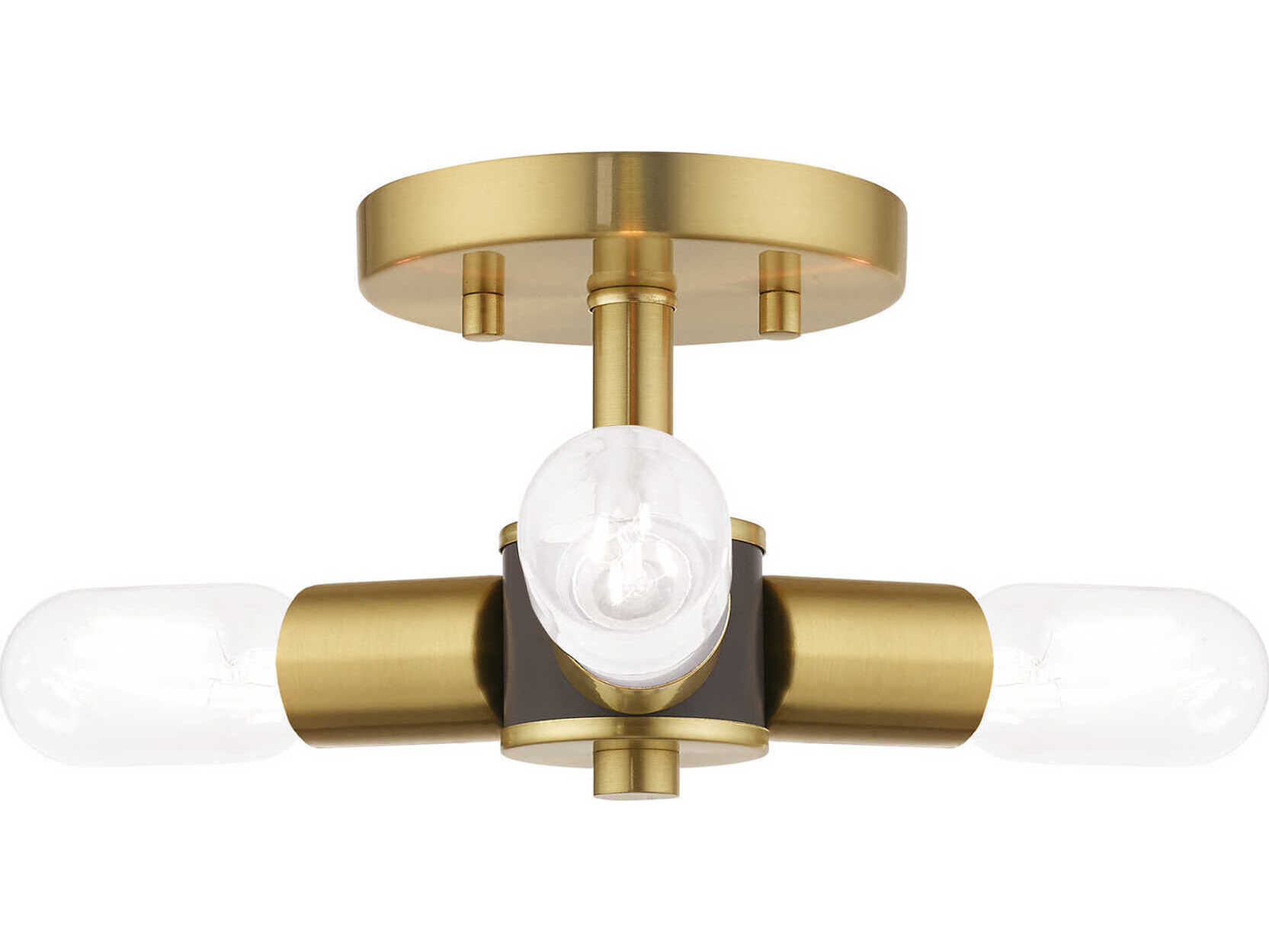 Livex Lighting Copenhagen 3-Light Satin Brass Semi Flush Mount