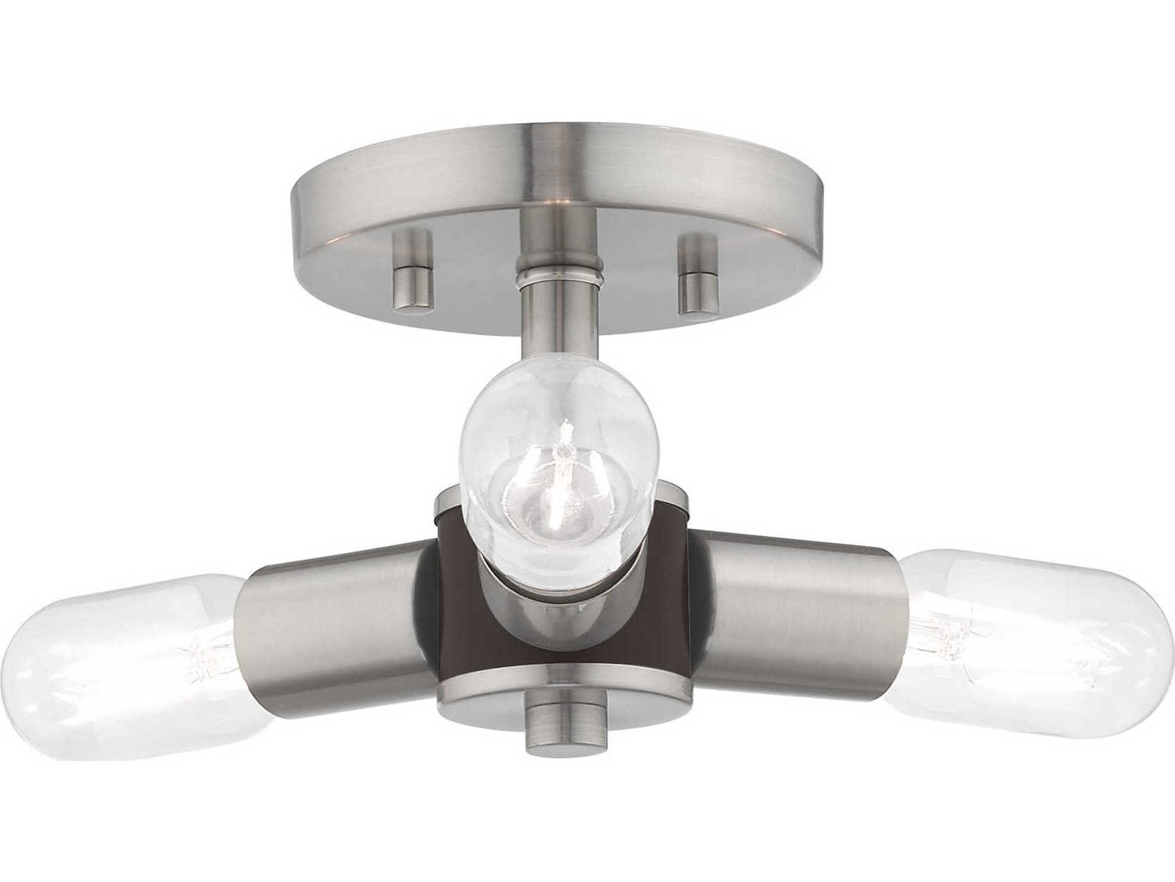 Livex Lighting Copenhagen 3-Light Brushed Nickel Semi Flush Mount